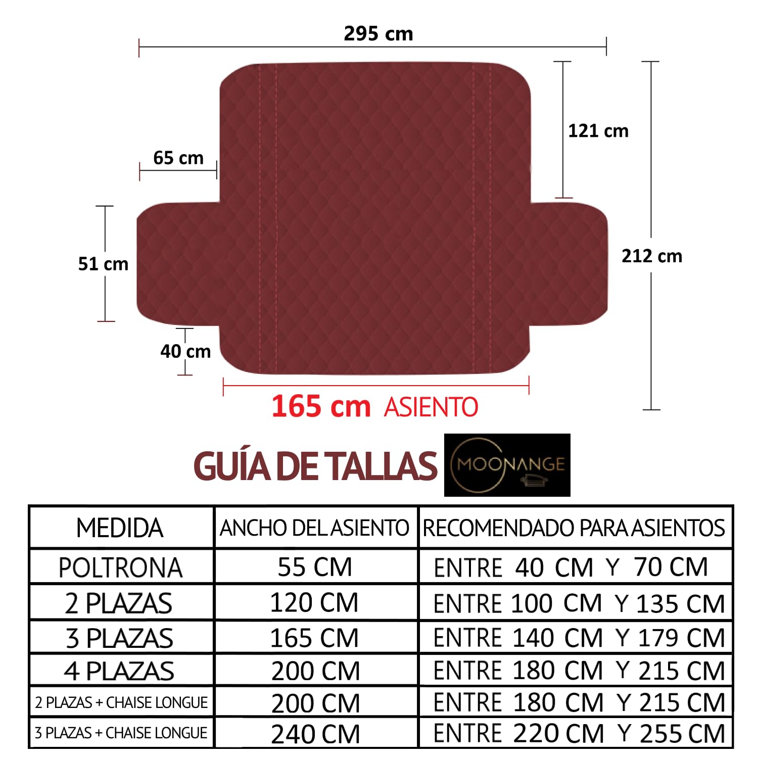 Moonange - Funda para Sofá de 3 Plazas - Asiento de 165 cm - Impermeable, Reversible y Antimanchas - Protector de Muebles Antideslizante y Resistente a los Arañazos - Color Beige