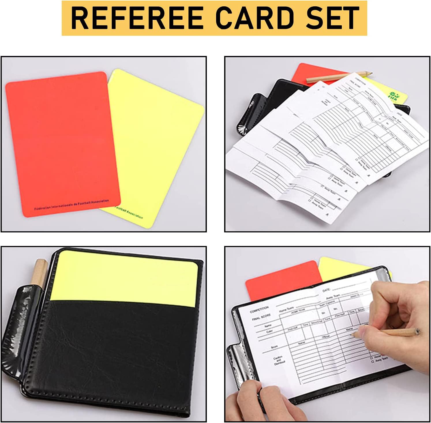 Kit D'arbitre Complet MKNZOME - 2 Sifflets, Cartons Rouge/jaune, Pièce, Sac - Pour Football, Basket, Sports