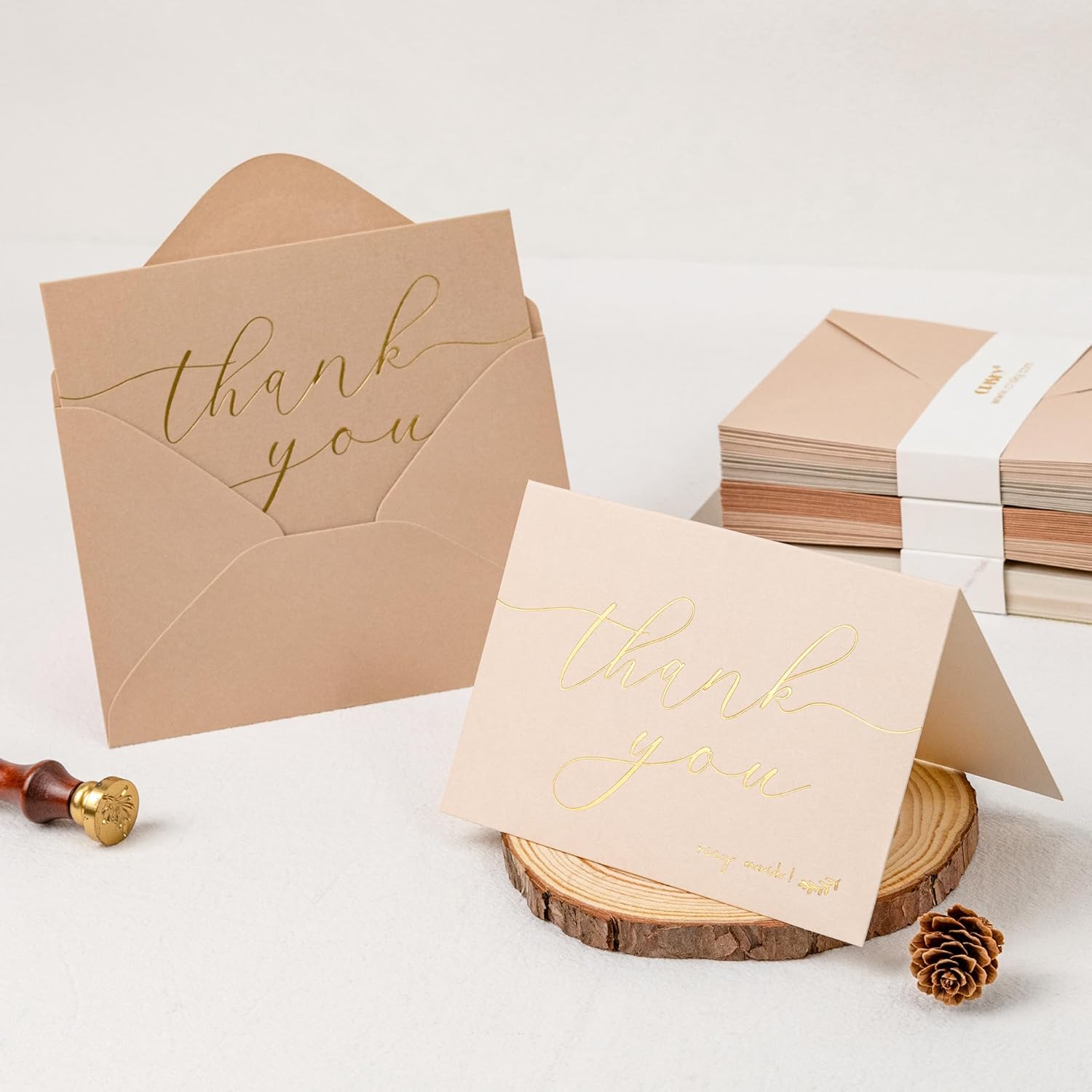 Crisky 50 Pcs Neutral Thank You Cards With 50 Envelopes & 50 Stickers Simple, Chic, Elegant Greeting Cards Perfect for: Wedding/Business/Birthday/Graduation etc. 4 x 6 inches 50 Pack - Image 7