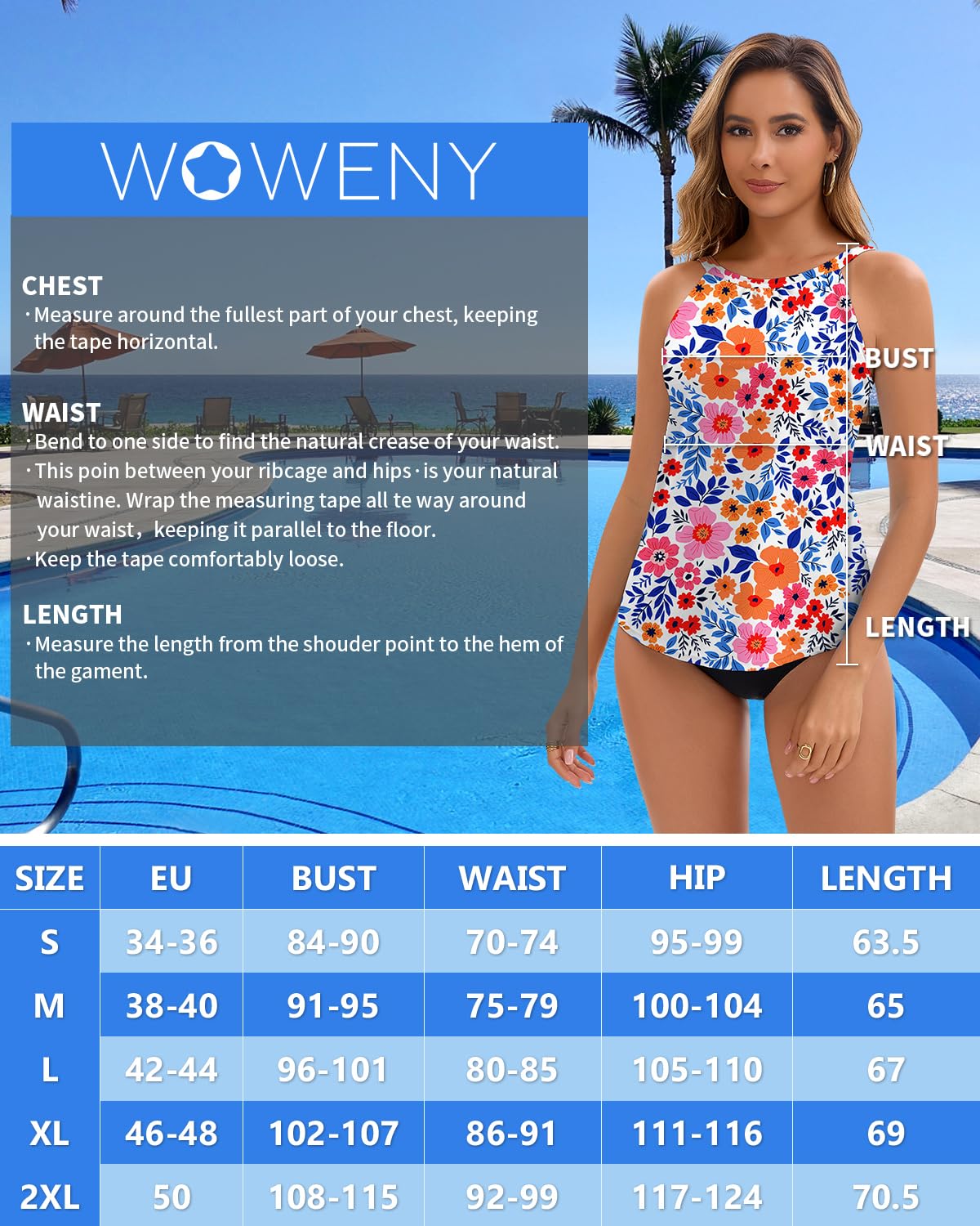 WOWENY Haut de Tankini rembourré pour Femme, Maillot de Bain d'été, Haut de Plage, sans Bas