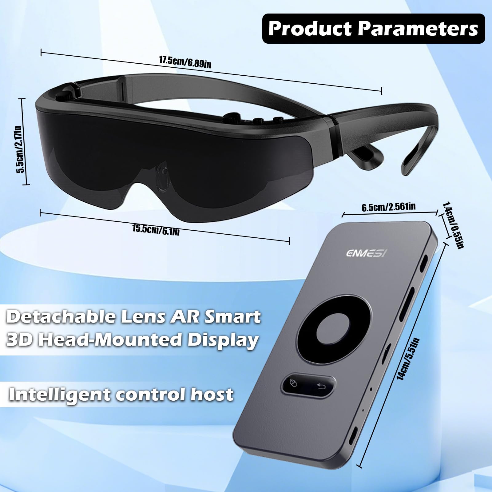 Ultralekkie okulary AR, 304.8 cm Micro-OLED prywatne kino, przełączane sprzętem 2D/3D, wysoka jasność 1800 nitów, regulacja krótkowzroczności 0-600°, podwójne soczewki magnetyczne, wbudowany głośnik