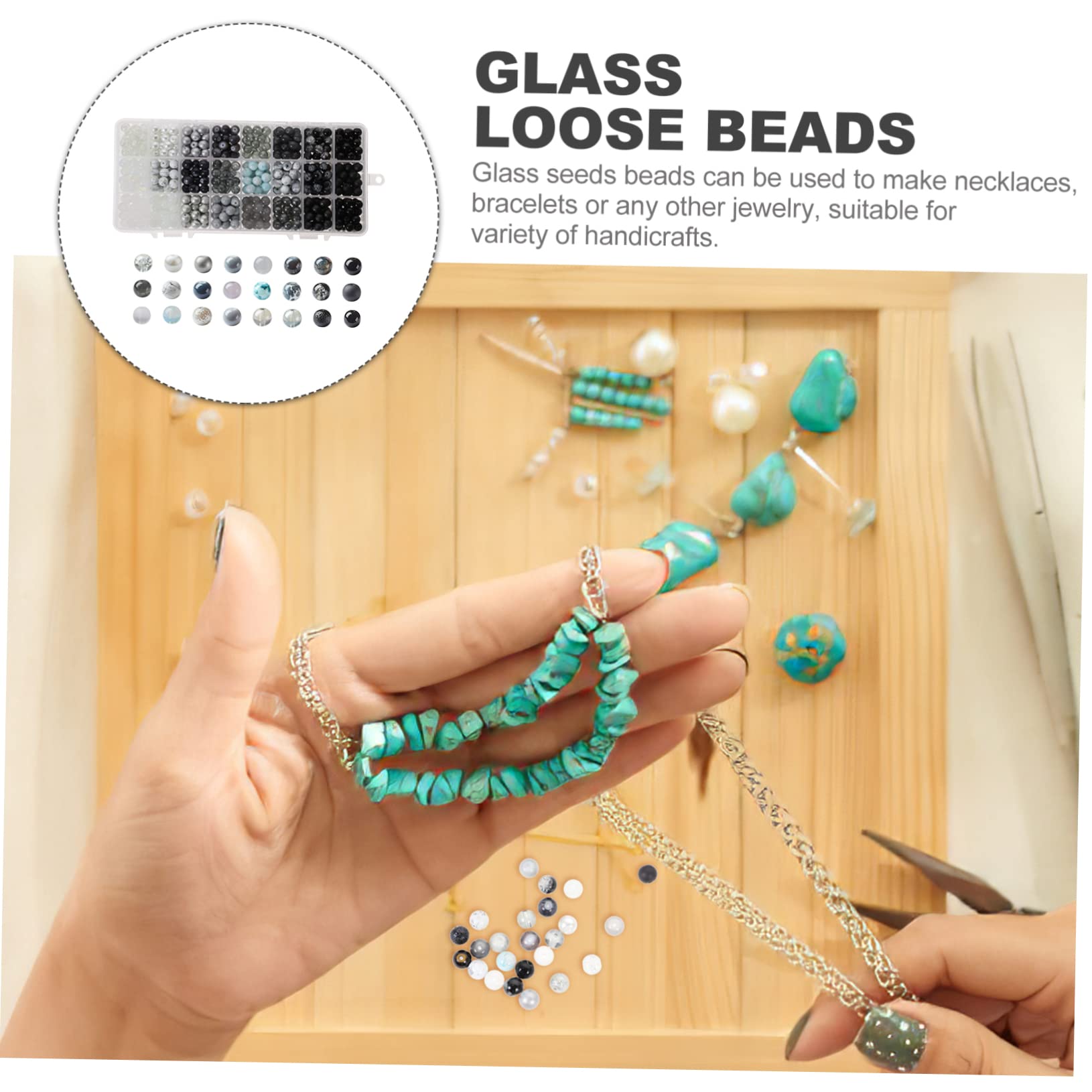 Angoily Winzige Glasperlen Runde Lose Perlen aus Glas 1 Kasten Bastelmaterial für Armband und Kettenherstellung für Selbstgemacht Schmuck