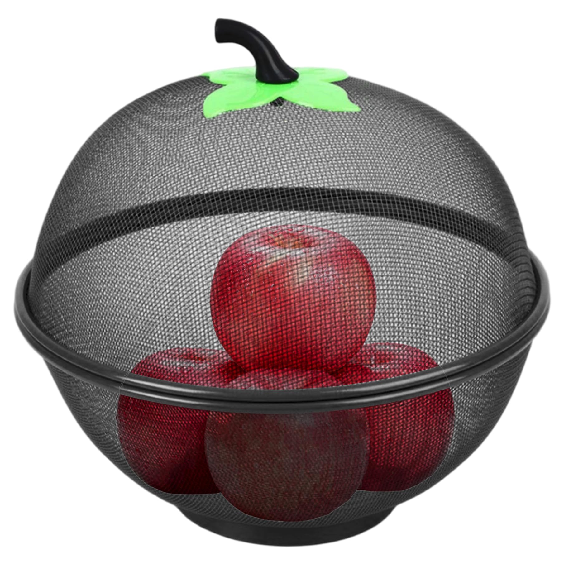 Takingup Fruit Bowl, 10 Inch Apple-Shape Metal Fine Mesh Fruit Bowl with Lid for Kitchen Vegetables Snacks