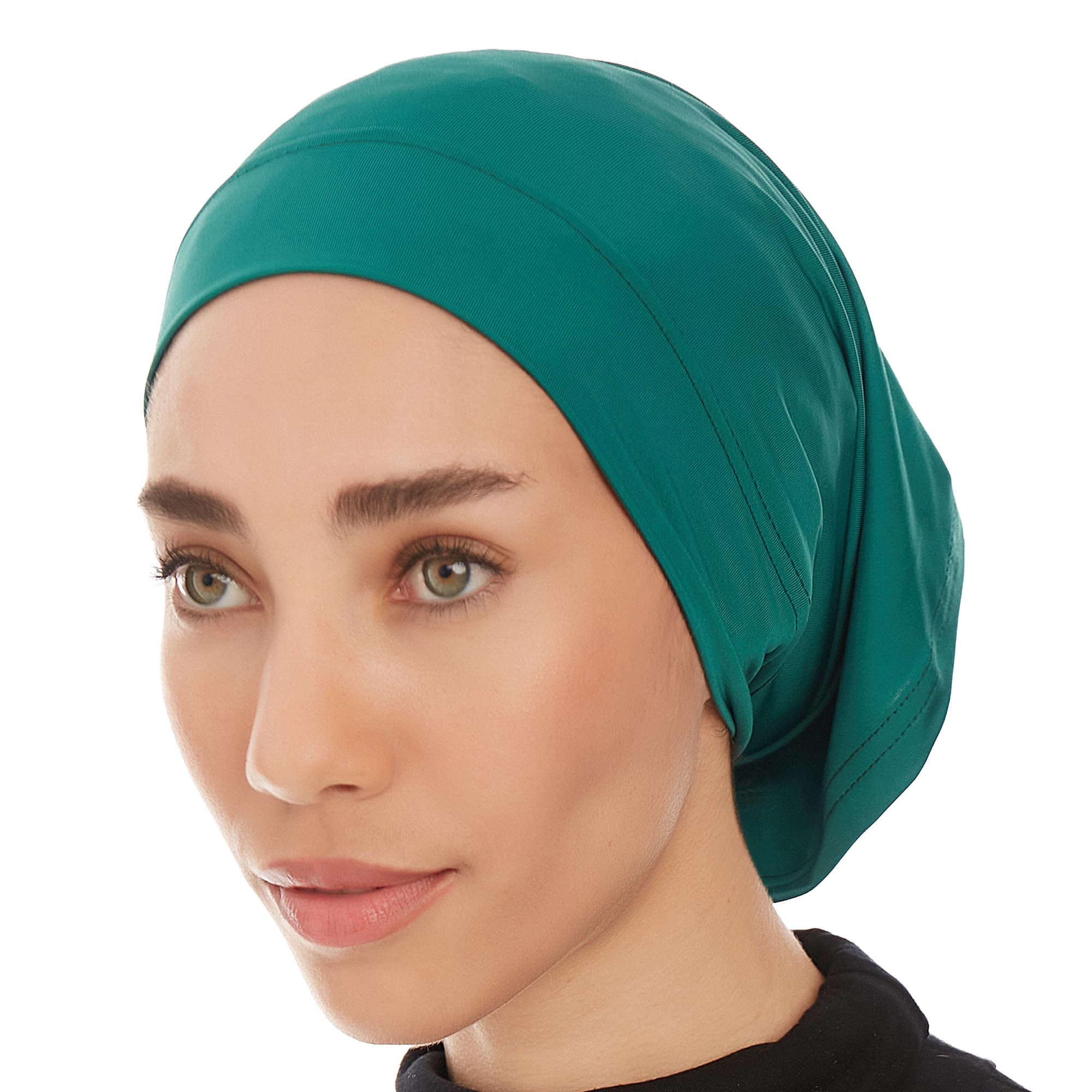 Ayisah Women's Dark Green Hijab Caps Undercap For – Hijab Cap Underscarf Turban Dreadlocks Tube – Muslim Accessories Headscarf Wrap - Islamic Hajib Headwrap Scarves Solid Color (Dark Green)