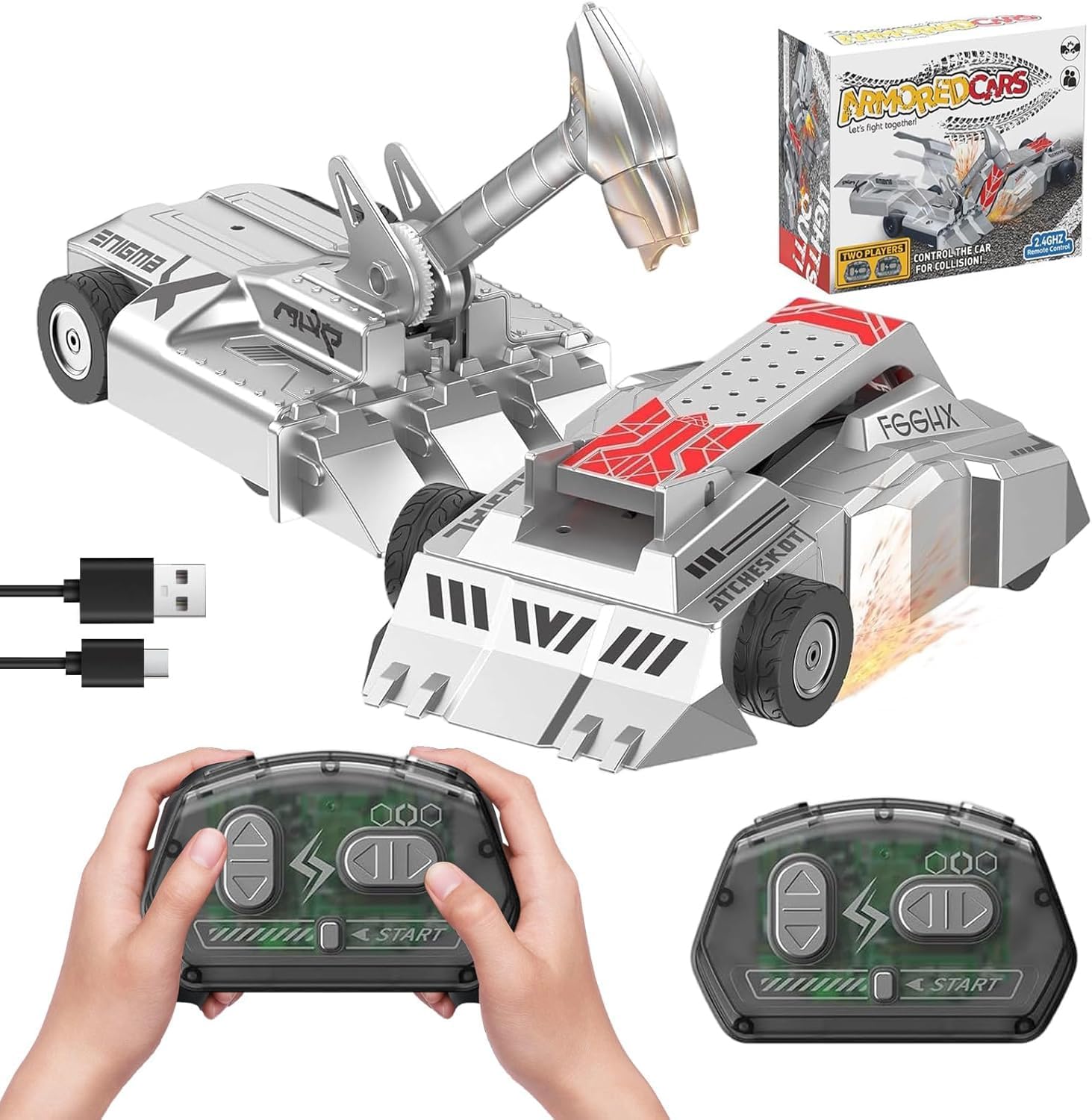 2 PCS Remote Control Battle Robots, Wireless Fighting War Toys, 2.4 Ghz Interactive Battle Rc Car Set for Kids