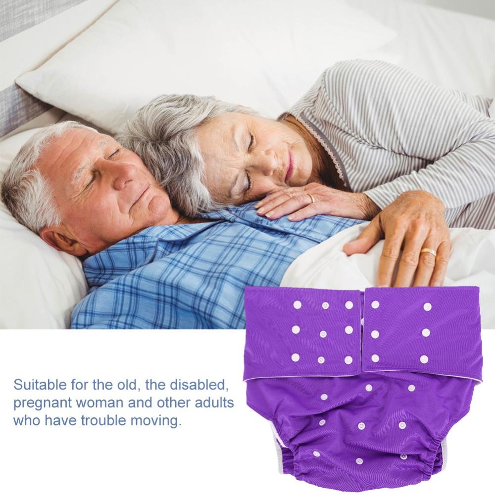 Pañales Adultos reutilizable lavable ajustable grande del pañal y ropa interior protectora de cuidado de incontinencia Adultos pañales de tela Pañal ajustable para personas mayores (Purple)