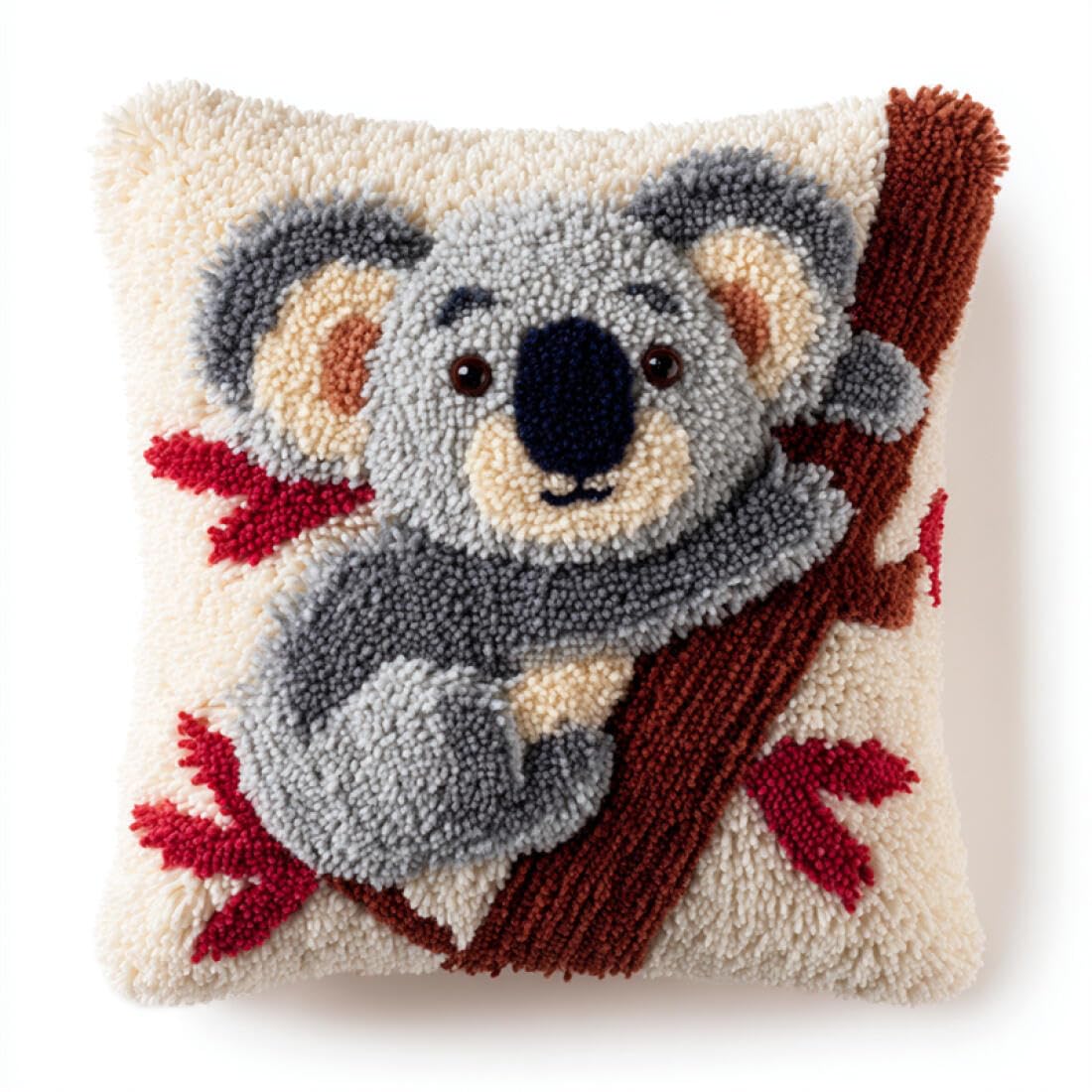 Kitquiver Animal Latch Hook Craft Kits Cartoon Koala DIY Latch Hook Rug Kit for Beginners Embroidery Cushion Canvasfor Adult Beginners 17x17In