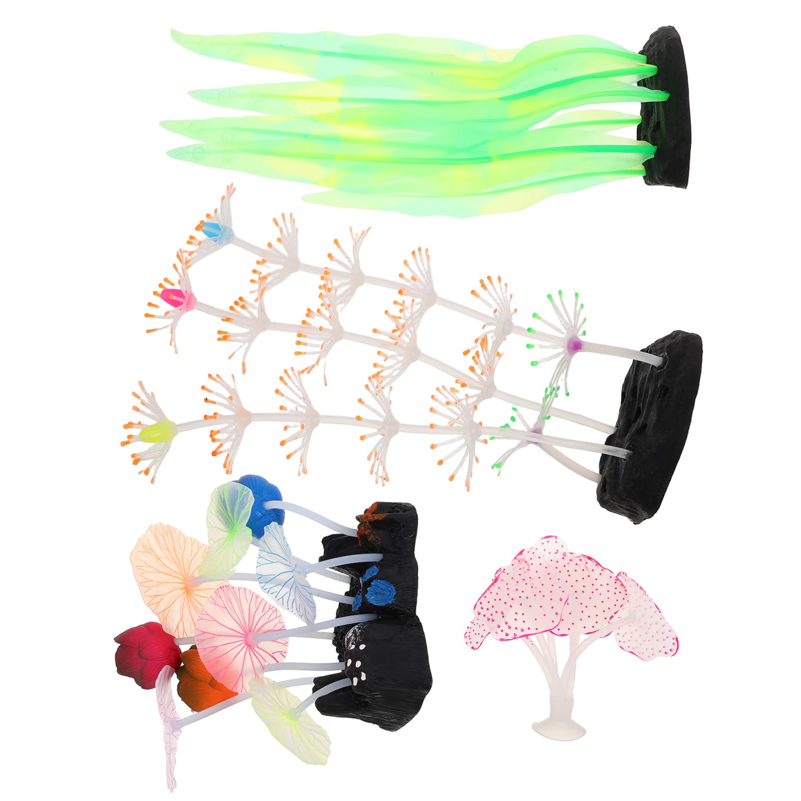 YARNOW 2 Juegos Decoración De Pecera Artificial Decoración del Acuario De Pescado Plantas De Agua Verde Artificial Decoraciones De Pecera De Plástico Coral Falso El Plastico 4 Uds * 2