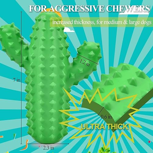 Miniatura 2 de Juguetes para perros para masticadores agresivos, juguetes de cactus para perros grandes y pequeños, juguete chirriante ultra duradero, juguetes