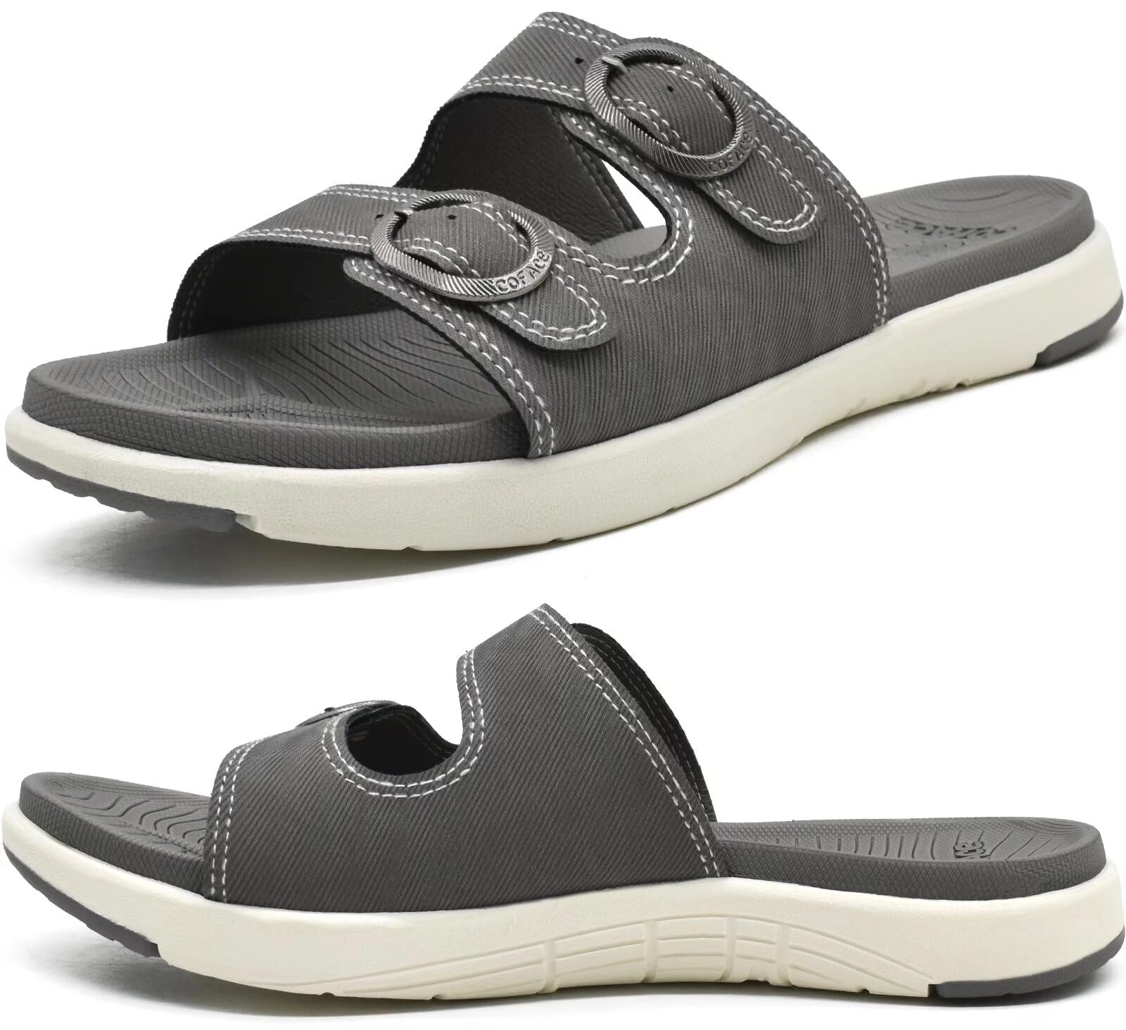 COFACE Womens Orthotic Slides Comfort Plantar Fasciitis Arch Support Slip on Flat Sandals Ladies Soft Cushion Fashion Yoga Mat Slippers With