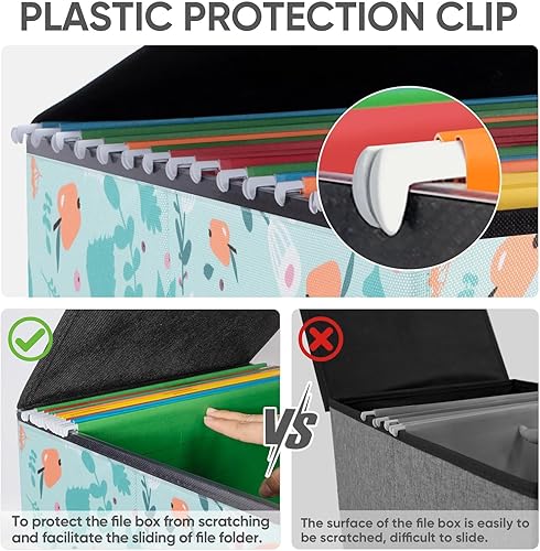Miniatura 76 de BALEINE - Caja organizadora de archivos con tapa, organizador de carpetas plegable con riel de plástico, caja para carpetas colgantes para Gris