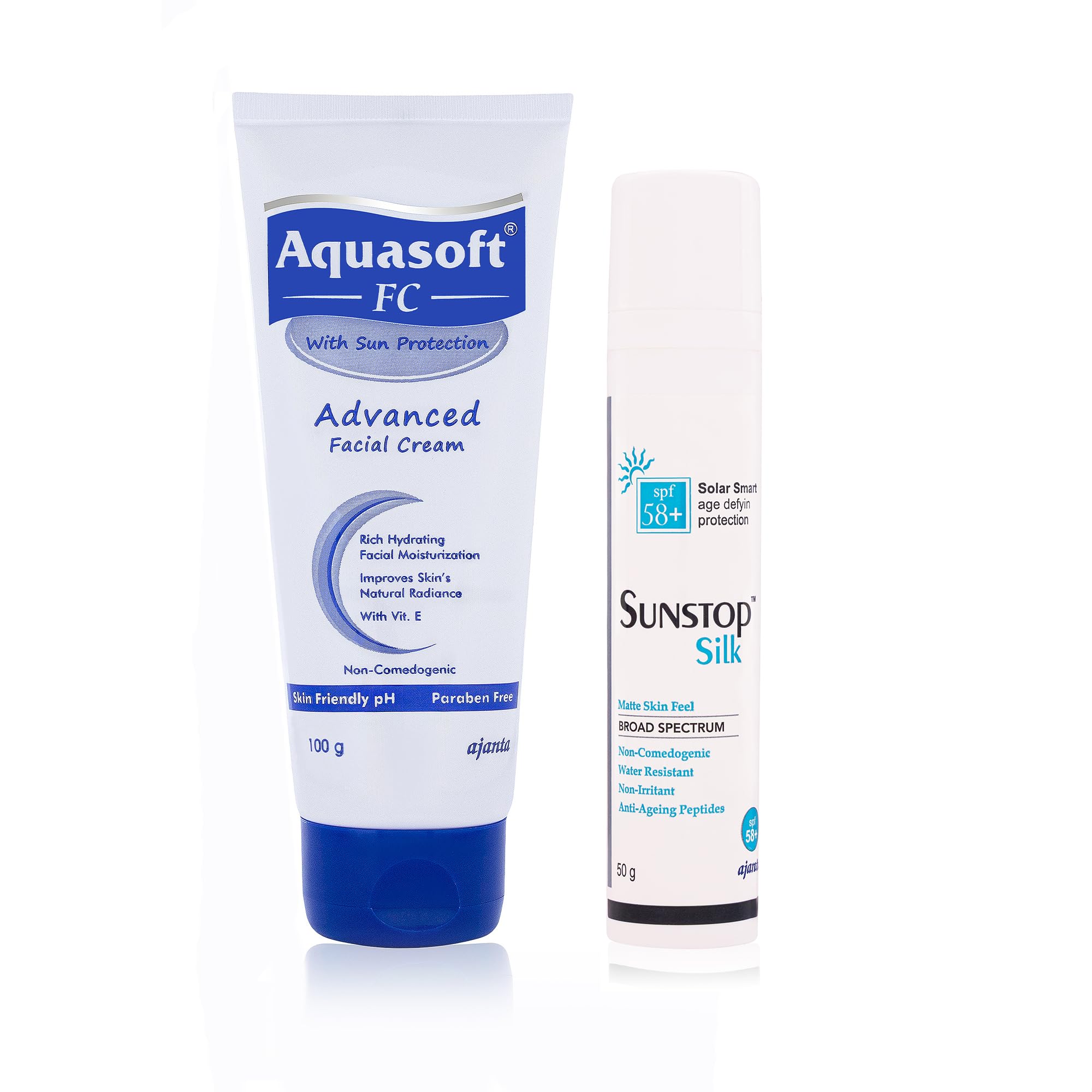 Aquasoft FC Advanced Facial Cream 100g + SUNSTOP Silk Cream SPF Solar Smart Age-Defying Sunscreen with 25% Zinc Oxide, Vitamin E & Copper Tripeptide 50g Matte Combo | Advanced Facial Hydration Shield-image-32