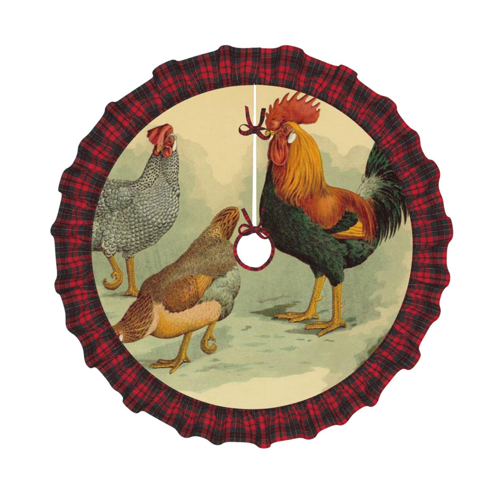 Jupe de sapin de Noël poules italiennes tapis de base 122 cm