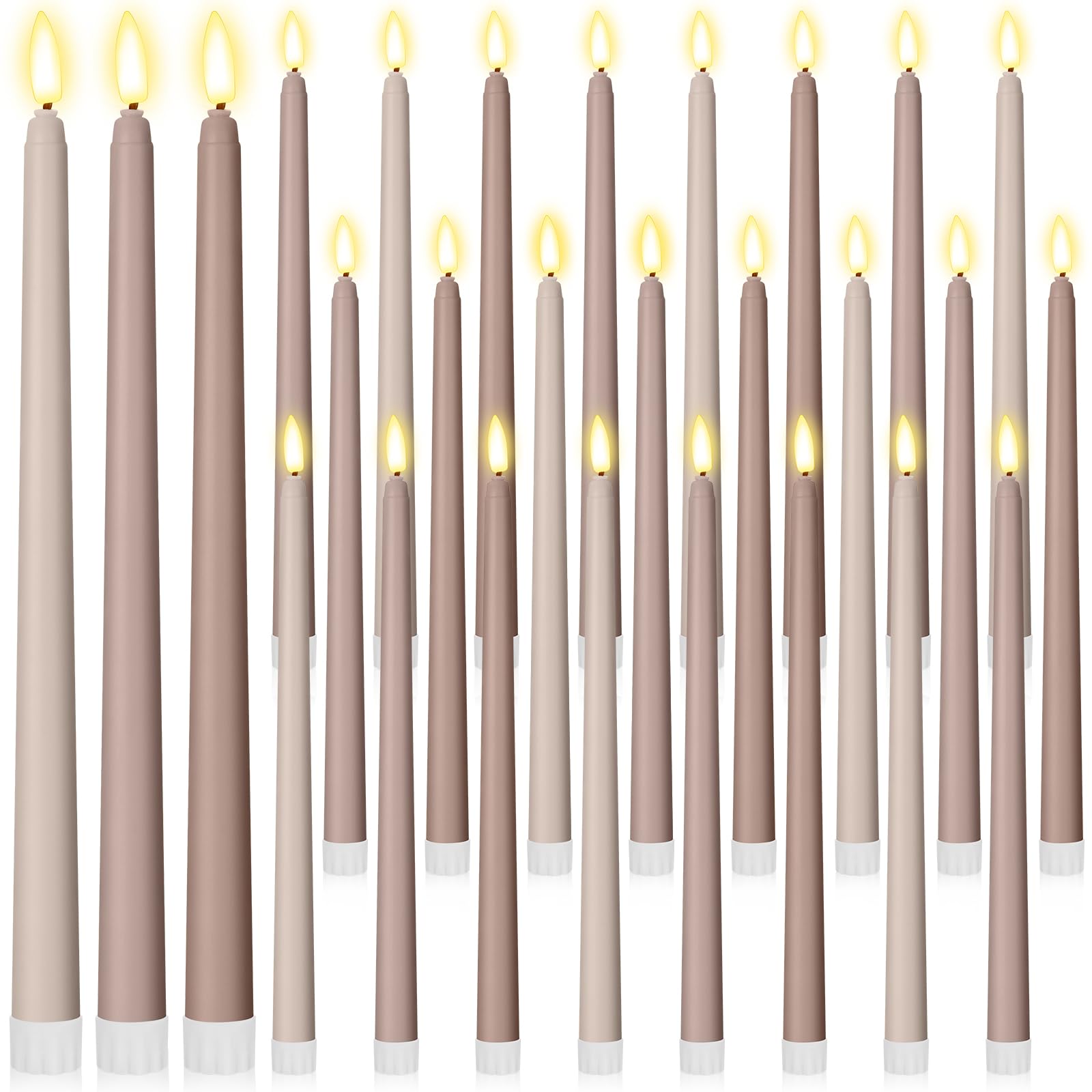 Macarrie 24 Packs Flameless Taper Candles Battery LED 11",Morandi Brown