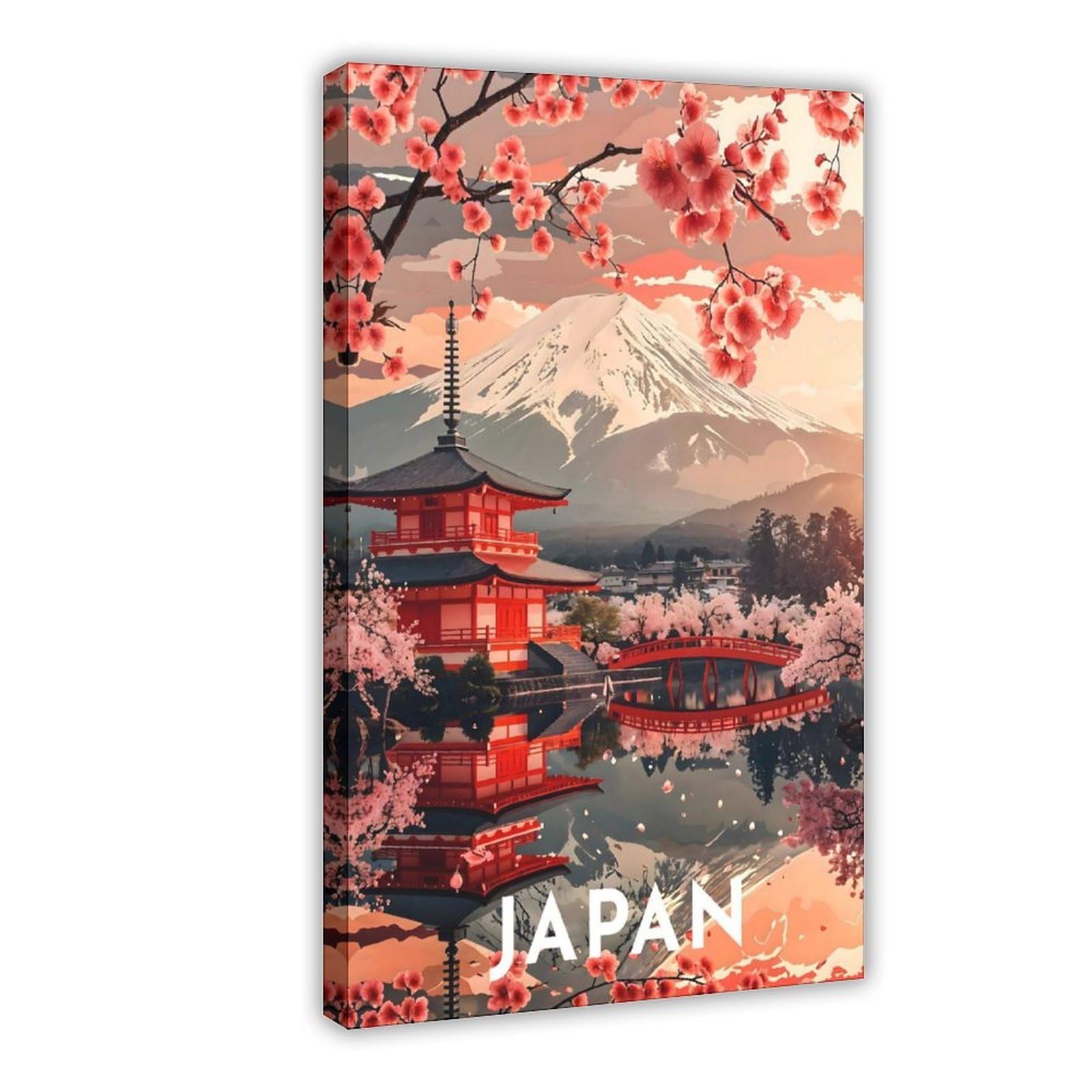 Qnvjqkdsi Frame Kyoto Japan Vintage Travel Pagoda Canvas Poster Bedroom Decor Landscape Office Room Decor Gift 20" L X 30" W