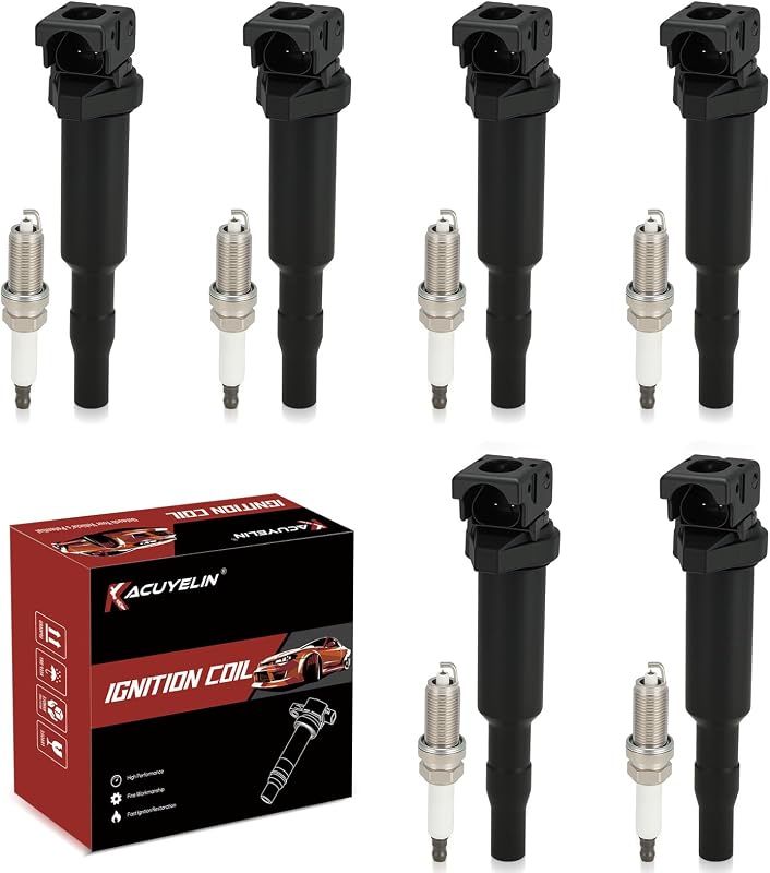 Kit de Bobinas de Ignição UF592 e Velas Iridium-Platina KacuYelin para BMW 3.0L L6 – 6 peças