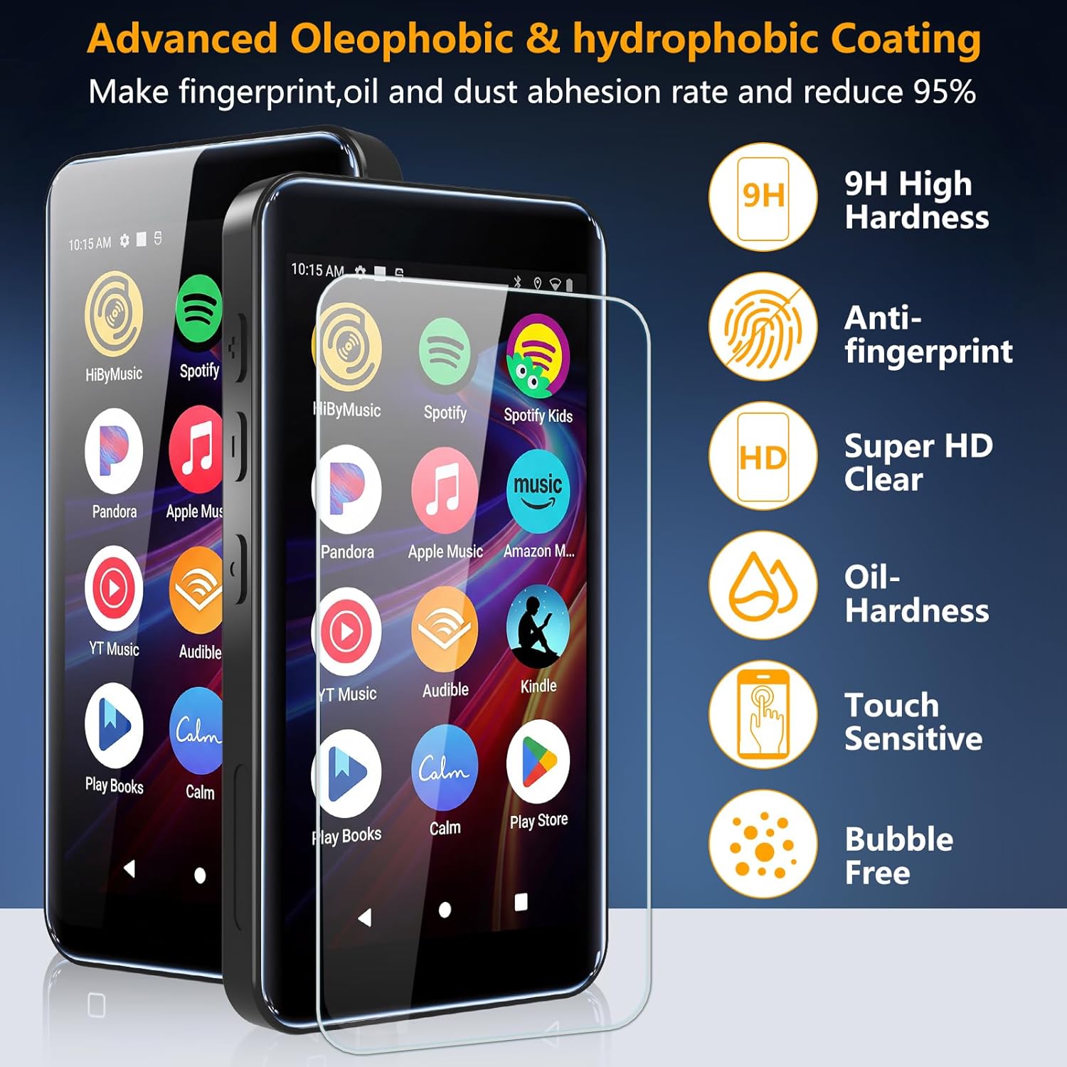 ottpluscase 3 Pack for innioasis G5 Mp3 Player Screen Protector, 9H Tempered Glass Screen Protector HD Clear Full Coverage Anti-Scratch Anti-Fingerprint Bubble Free Compatible with innioasis G5 4" Mp3 Player