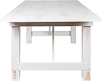 Vista 6 de Flash Furniture HERCULES Series - Mesa de granja plegable rectangular de pino macizo rústico antiguo de 7 x 40 pulgadas