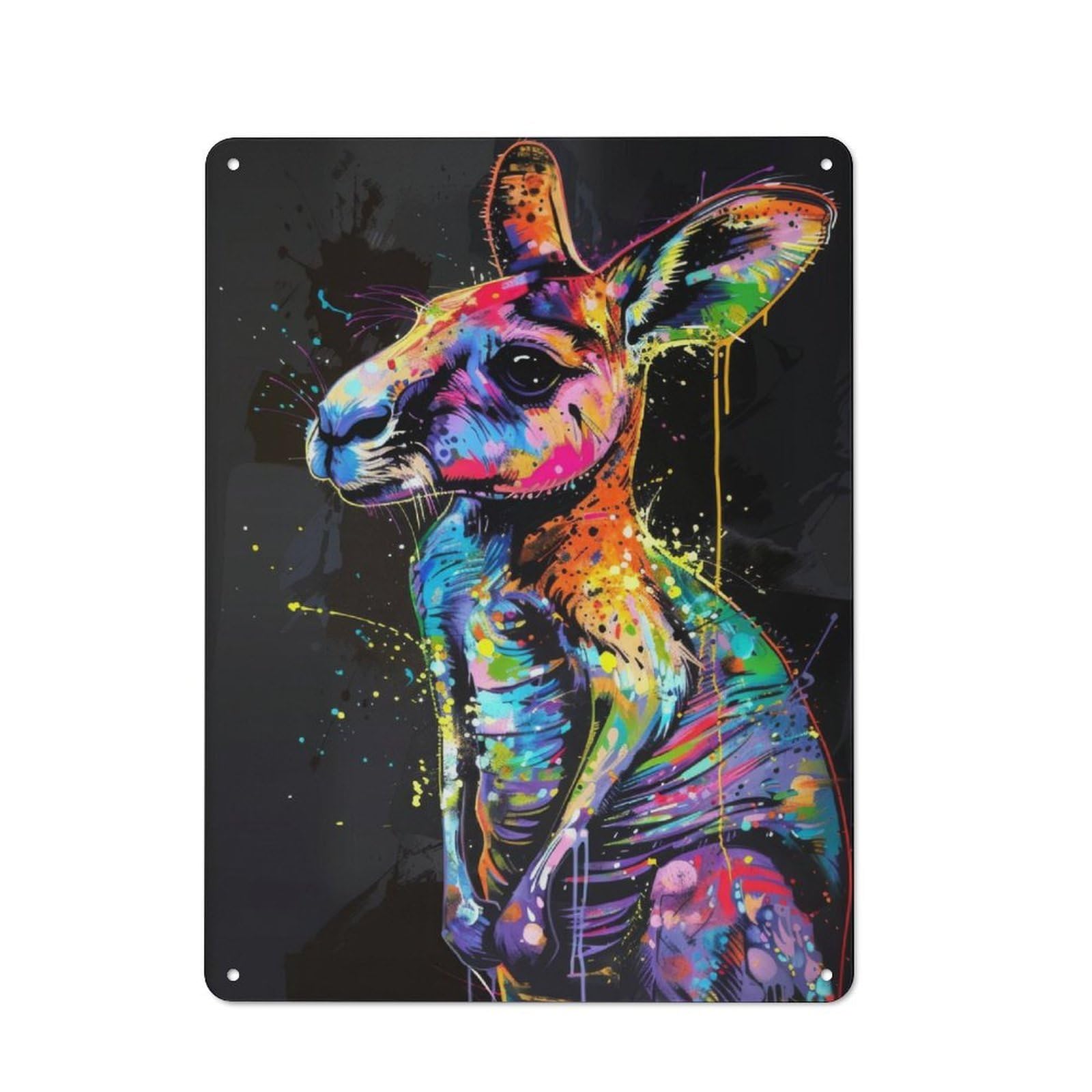 Junmoney Kangaroo Popart Painting Tin Wall Plaque 40X30cm With For Garage Wall, For Collectors Of Retro Metal Wall Decor