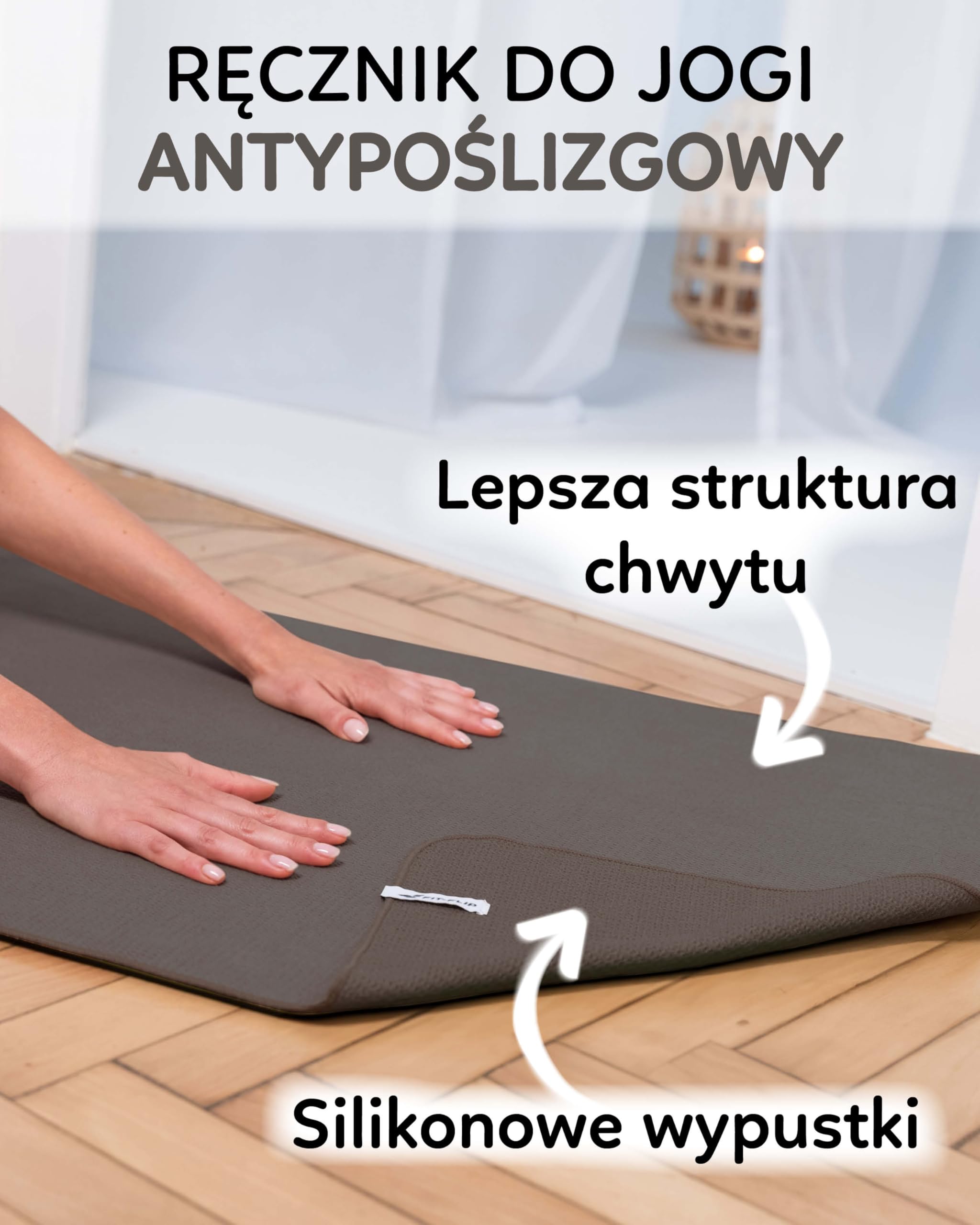 Fit-Flip ręcznik do jogi z mikrofibry – antypoślizgowy ręcznik na matę fitness – szybkoschnący, lekki, chłonny – idealny do hot jogi, pilatesu, fitnessu, treningu (185 x 63 cm - Anthracite)