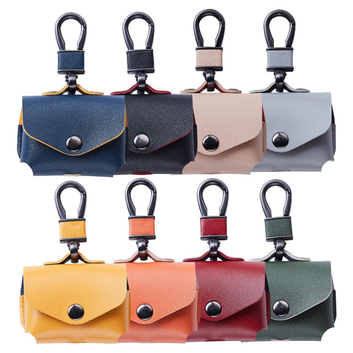 DOITOOL 3stücke Einfaches Imitationsleder-Earphone Case Cover Schützende Hülle Für Tragbar Mit Metallkarabiner Orange Kabelloser Ohrhörer-Schutz
