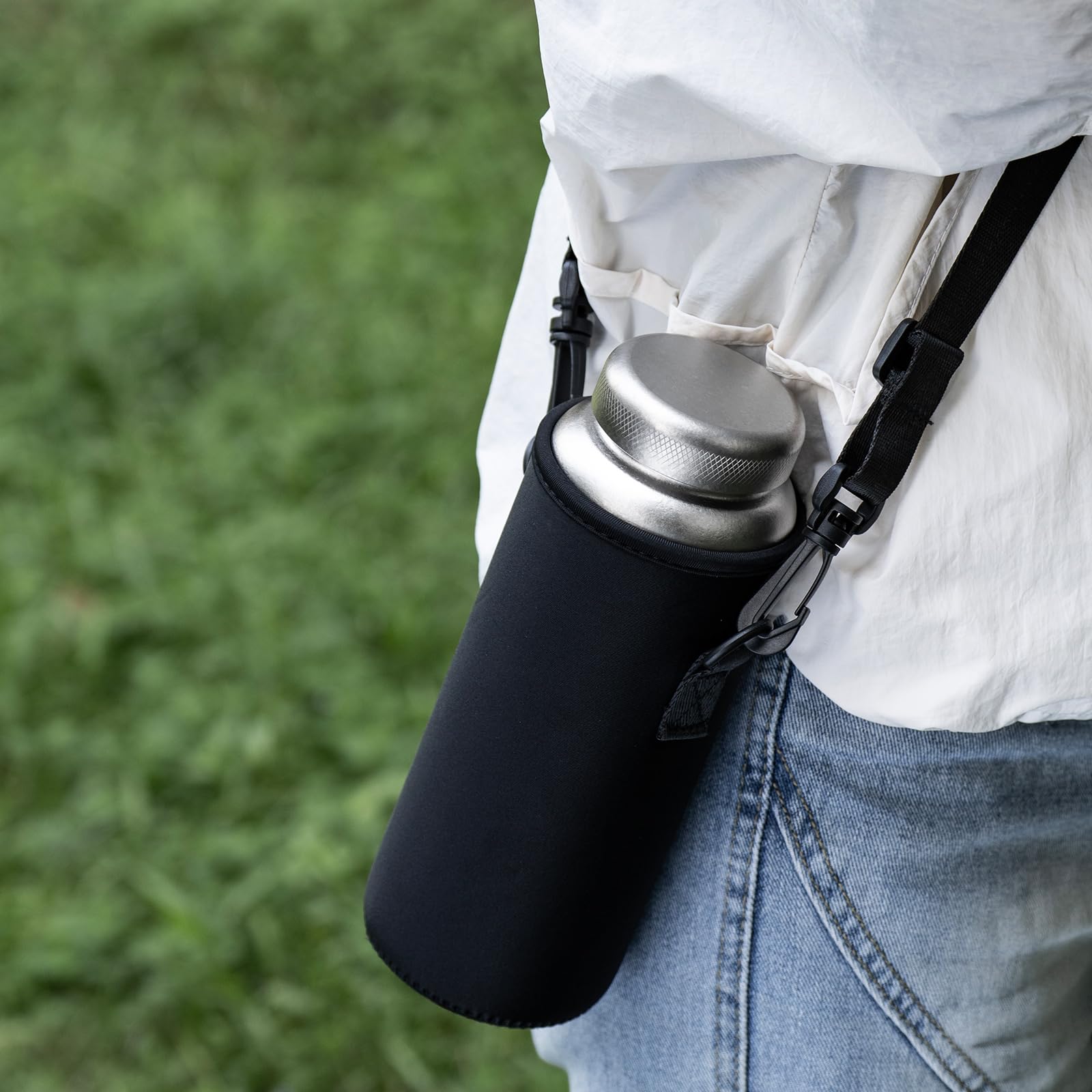 Boundless Voyage Ultraleichte Titan Trinkflasche Kristallisierte+ti lid | Breite Mund Flasche mit Leckage Cap & Aufbewahrungstasche Hydro Flasche für Klettern Rucksack Fitnessstudio Camping Travel