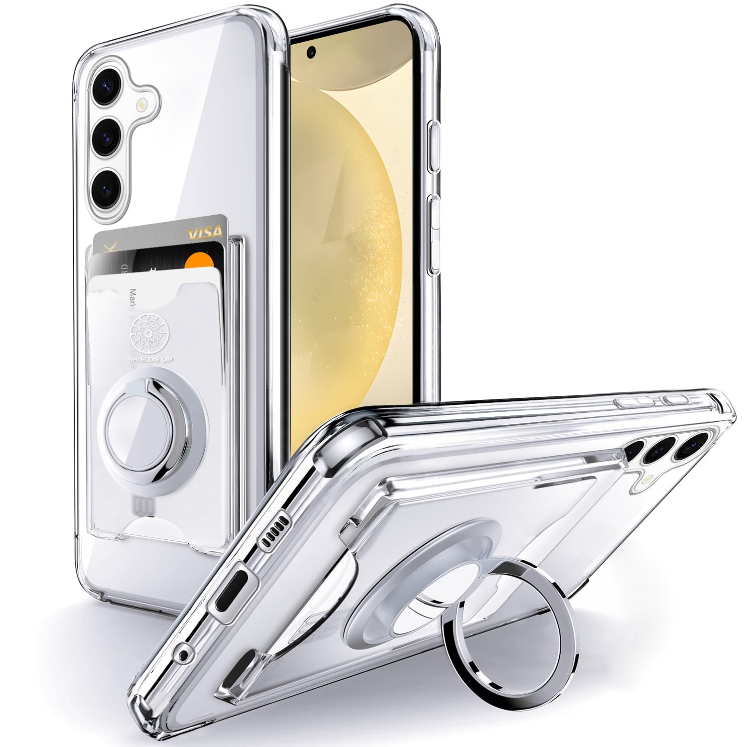 Shields Up for Samsung Galaxy S25 Plus Case, Galaxy S25 Plus Case, Minimalist Wallet Case with Card Holder & Ring Stand, [Drop Protection] Slim