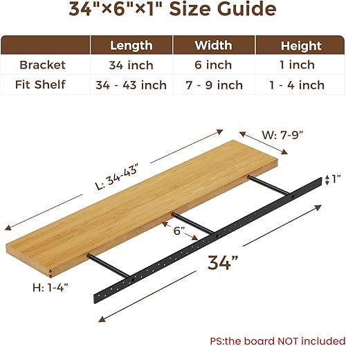 Miniatura 2 de 2 piezas Soporte de Estante Flotante de Servicio Pesado Soporte de Repisa Flotante Metal Negro Decorativo Hardware de Estante Flotante Oculto
