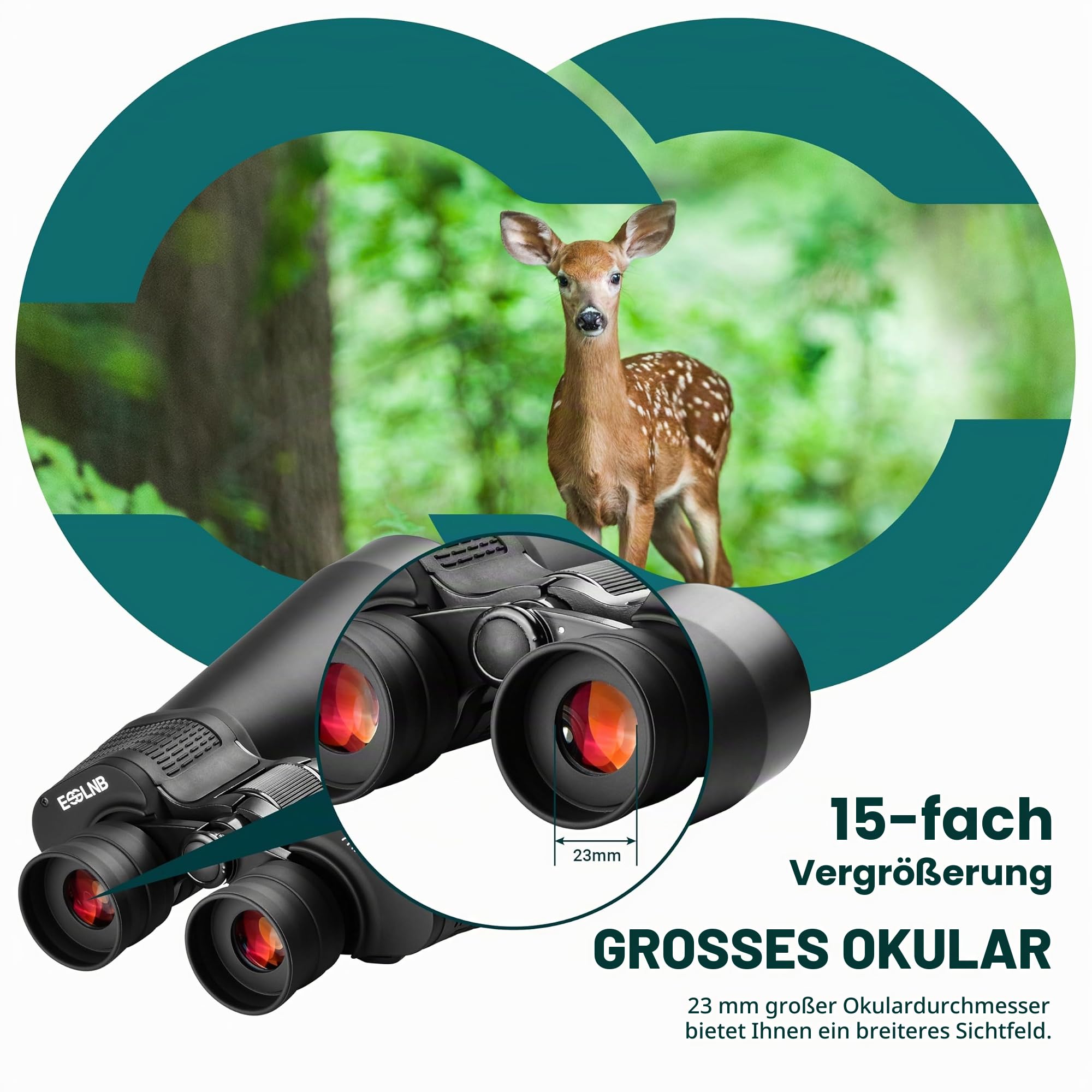 ESSLNB Astronomie Fernglas Groß 15X70 Großfernglas für Erwachsene mit Handy Adapter Stativadapter und Tasche