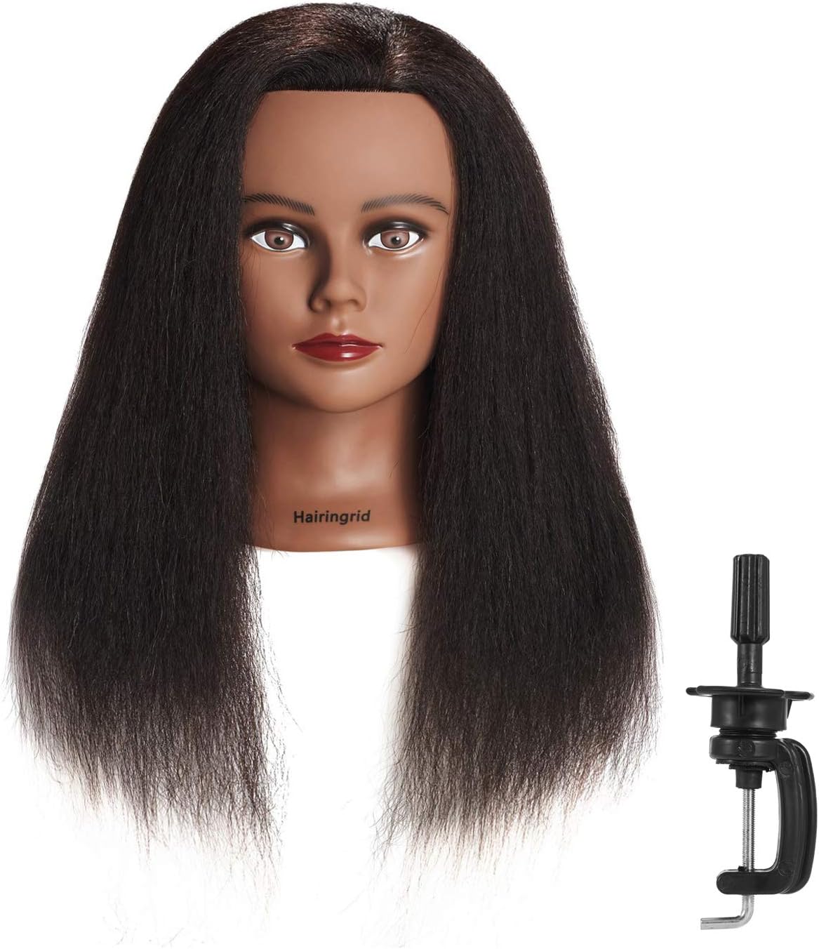 Hairingrid Mannequin Head 16" 100% Real Hair Hairdresser Cosmetology Mannequin Manikin Training Head Hair and Free Clamp Holder (16 Inch)