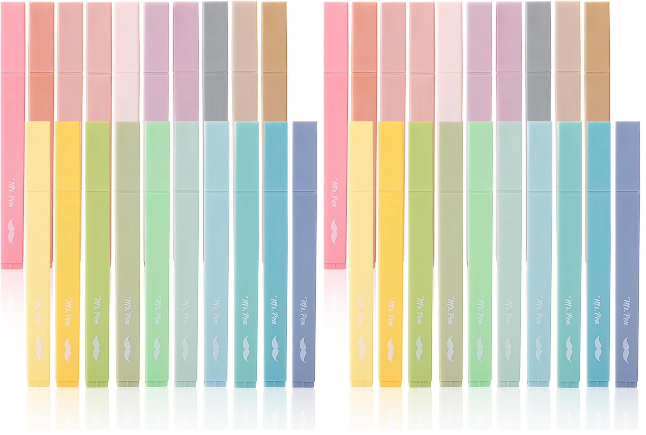 Mr. Pen- Aesthetic Highlighters, 20 pcs, Chisel Tip, Pastel Colors, No Bleed Bible Highlighter Pastel, Assorted Colors (Pack of 2)