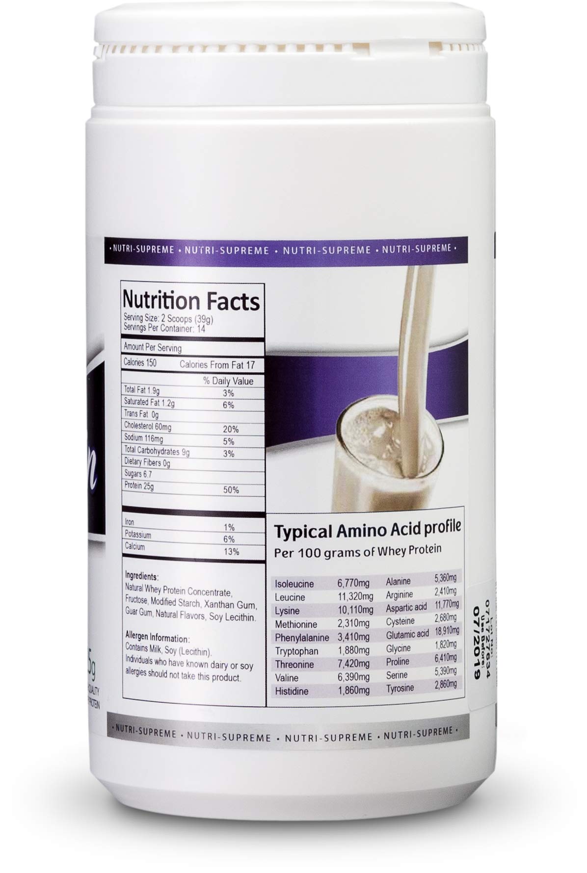 NUTRI-SUPREME RESEARCH Whey Protein Powder Ice Cream Smoothie Dairy Cholov Yisroel - 1 Pound