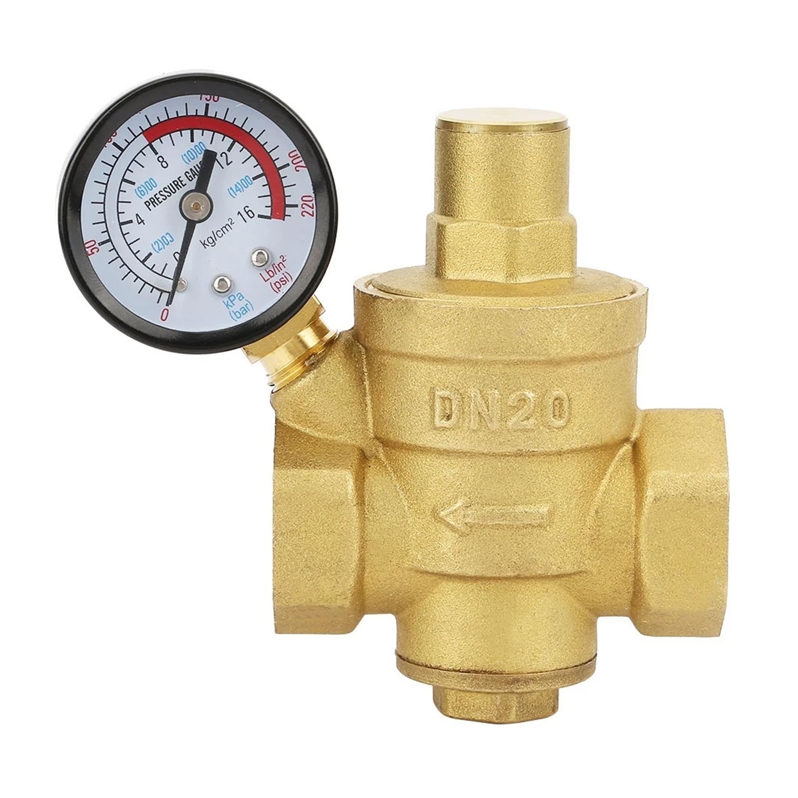 Ozliyy One Color 1Pcs Brass Water Pressure Regulator Dn20 Adjustable With Gauge Meter