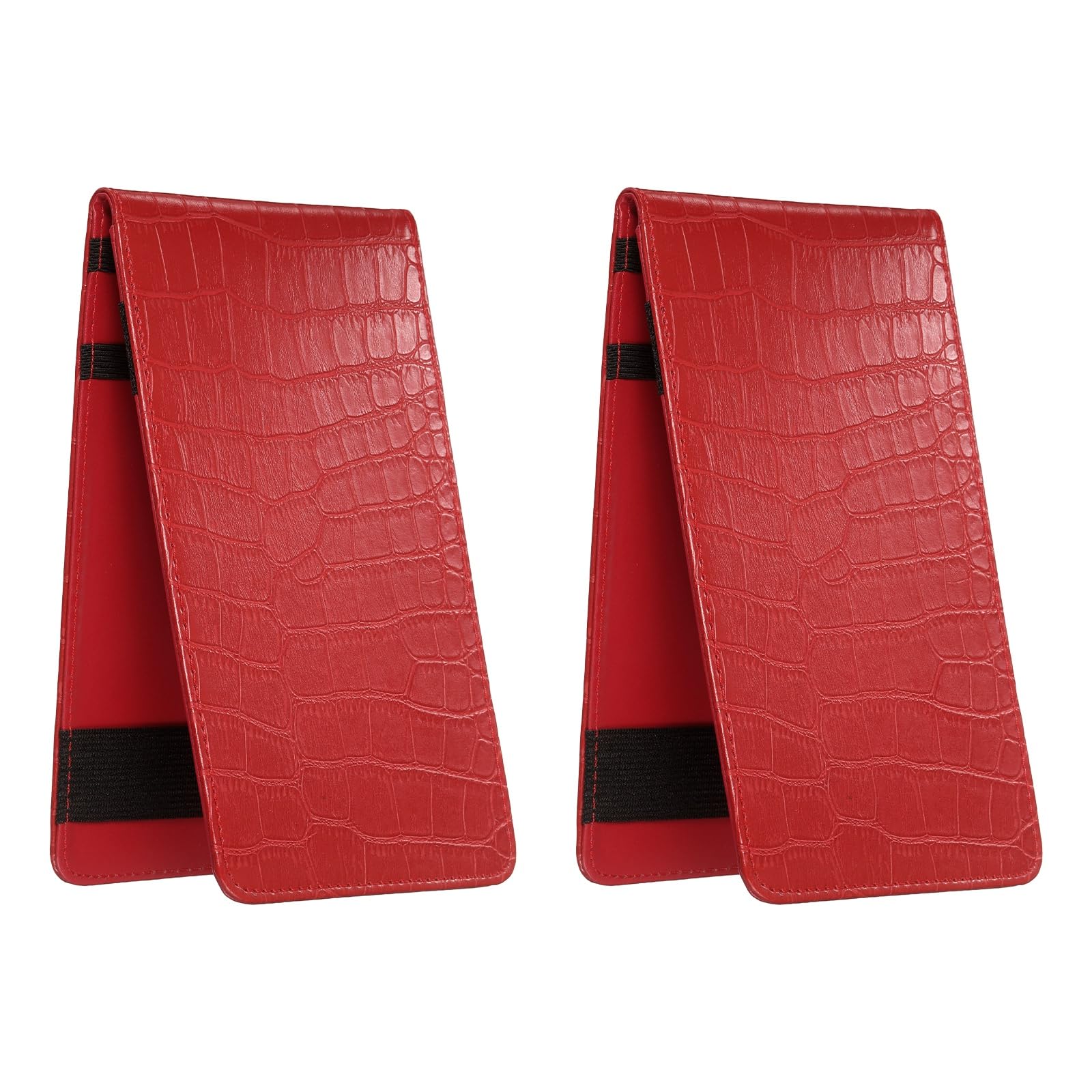 YELARXI Golf Scorecard Holder, PU Leather Yardage Book Cover with Elastic Straps Golf Score Book Pocket Size Card Holder & Red-Fitting for (Course/Game/Practice/Men Women Golfer)