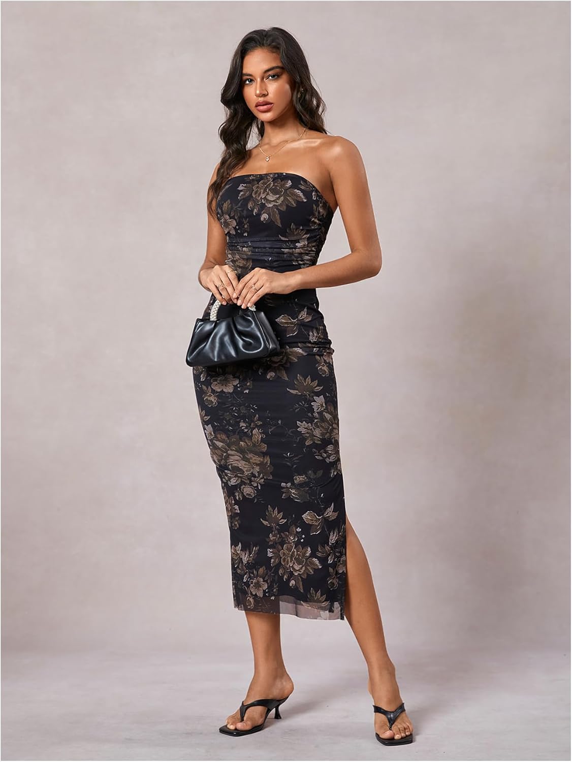 Milumia Women's 2026 Summer Floral Bodycon Maxi Dress Strapless Tube Top Long Dresses Wedding Guest Party - Image 5