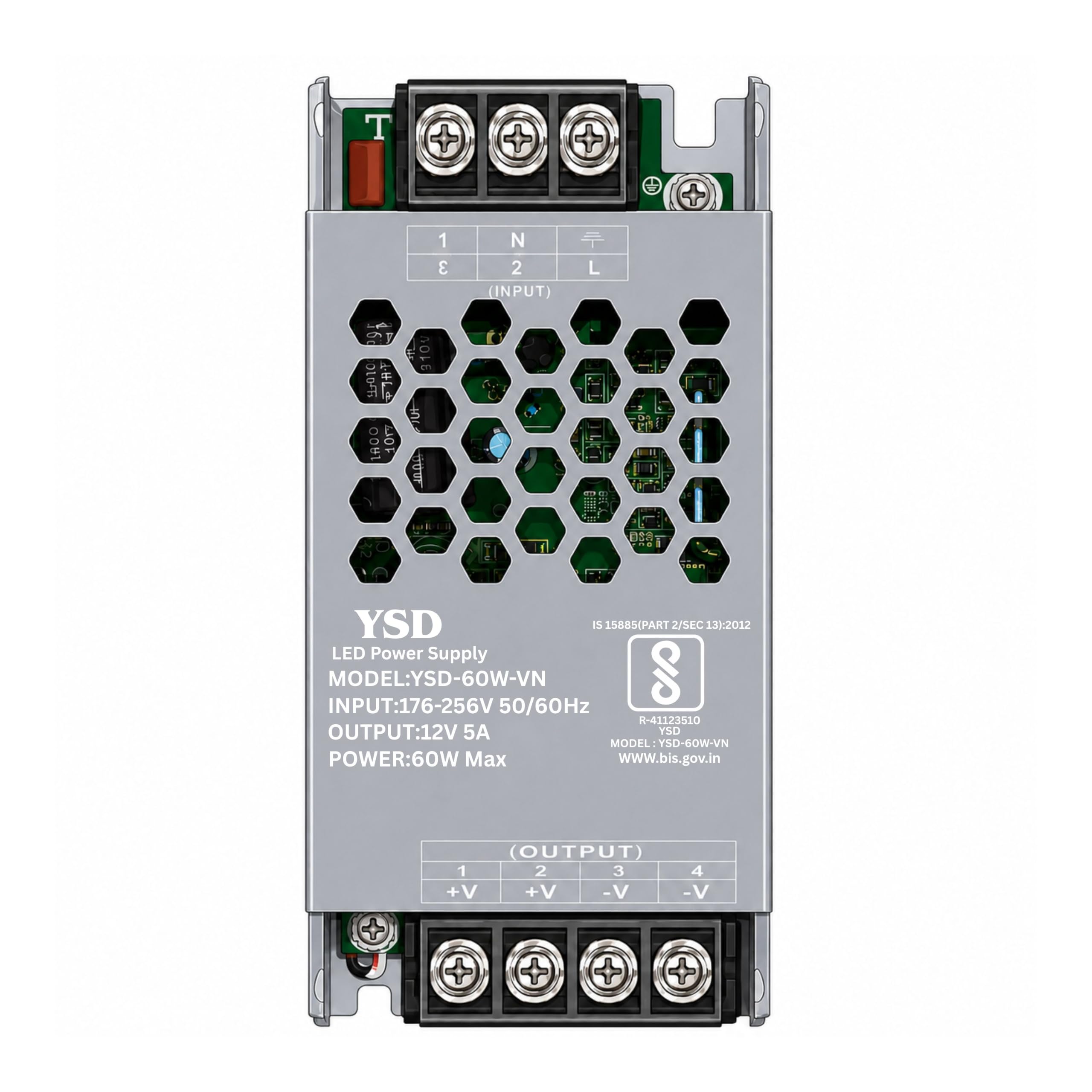 YSD Strip Light Driver 12V 5AMP 60W AC to DC Switching Adaptor Convertor Driver/Power Supply for LED Strip Light Lamp/CCTV Camera/Security System/Radio/Computer Project (12V 5AMPS)-image-40