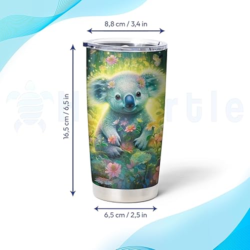 Miniatura 3 de Hyturtle Regalos personalizados para amantes de los koalas, vaso de acero inoxidable con nombre personalizado de 20 onzas con tapa, ideal para