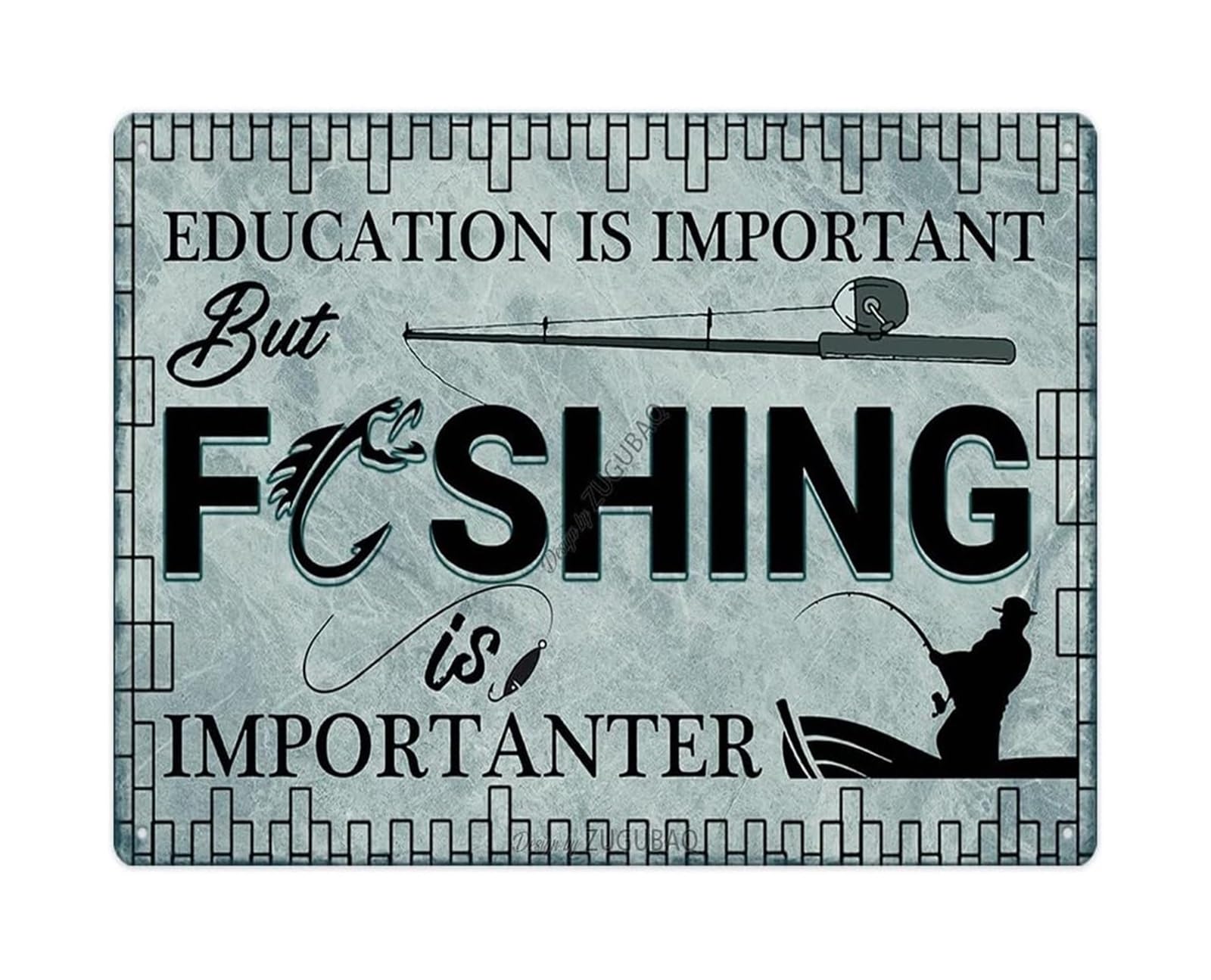 CBQZCHWDKT Vintage Humor Metal Sign Fishing Is Importanter Funny Saying Tin Sign Wall-Art for College Dorm Bar Home Office 8 X 12 inch