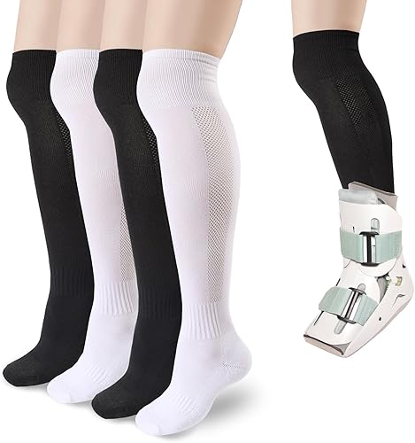 Yaomiao 4 pares de calcetines para botas de caminar, calcetines de tubo médico de repuesto para caminantes ortopédicos de cámara de aire y fundición