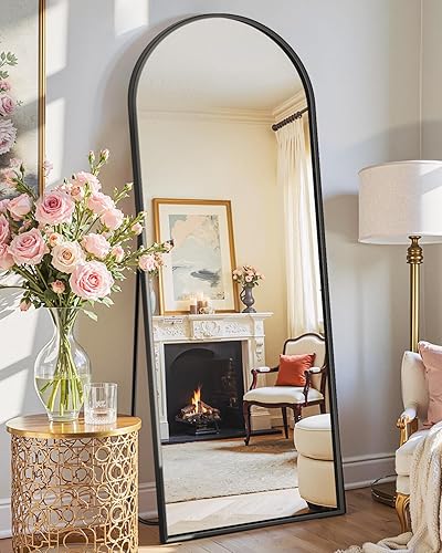 Miniatura 9 de Espejo de baño arqueado para pared, espejo para tocador, espejo grande de 38 x 26 pulgadas, marco de metal (38 x 26 pulgadas, negro)