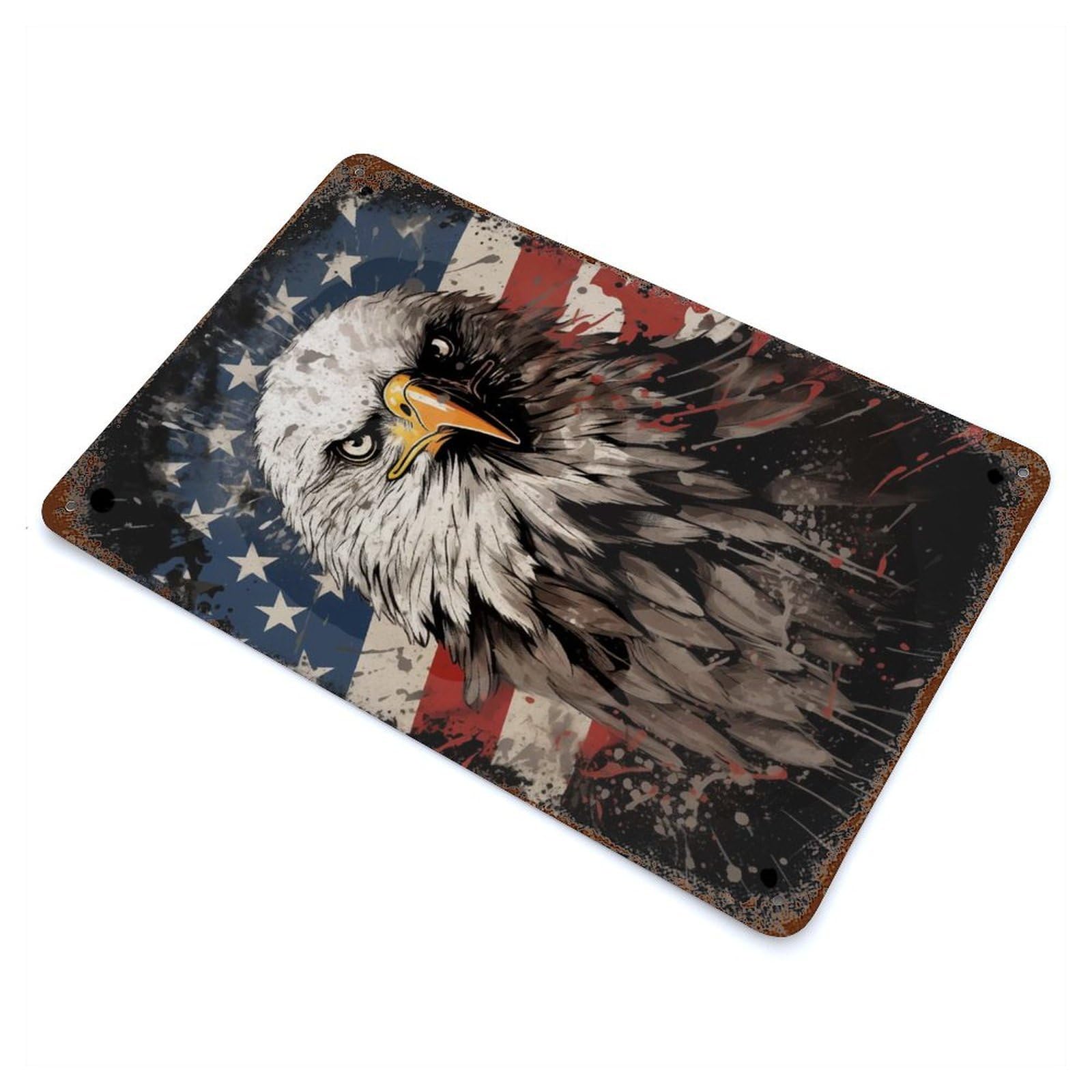 Eagle American Flag Retro Metal Sign 11.8"x7.9", Shabby Chic Decor for Garage, Pub Or Kitchen