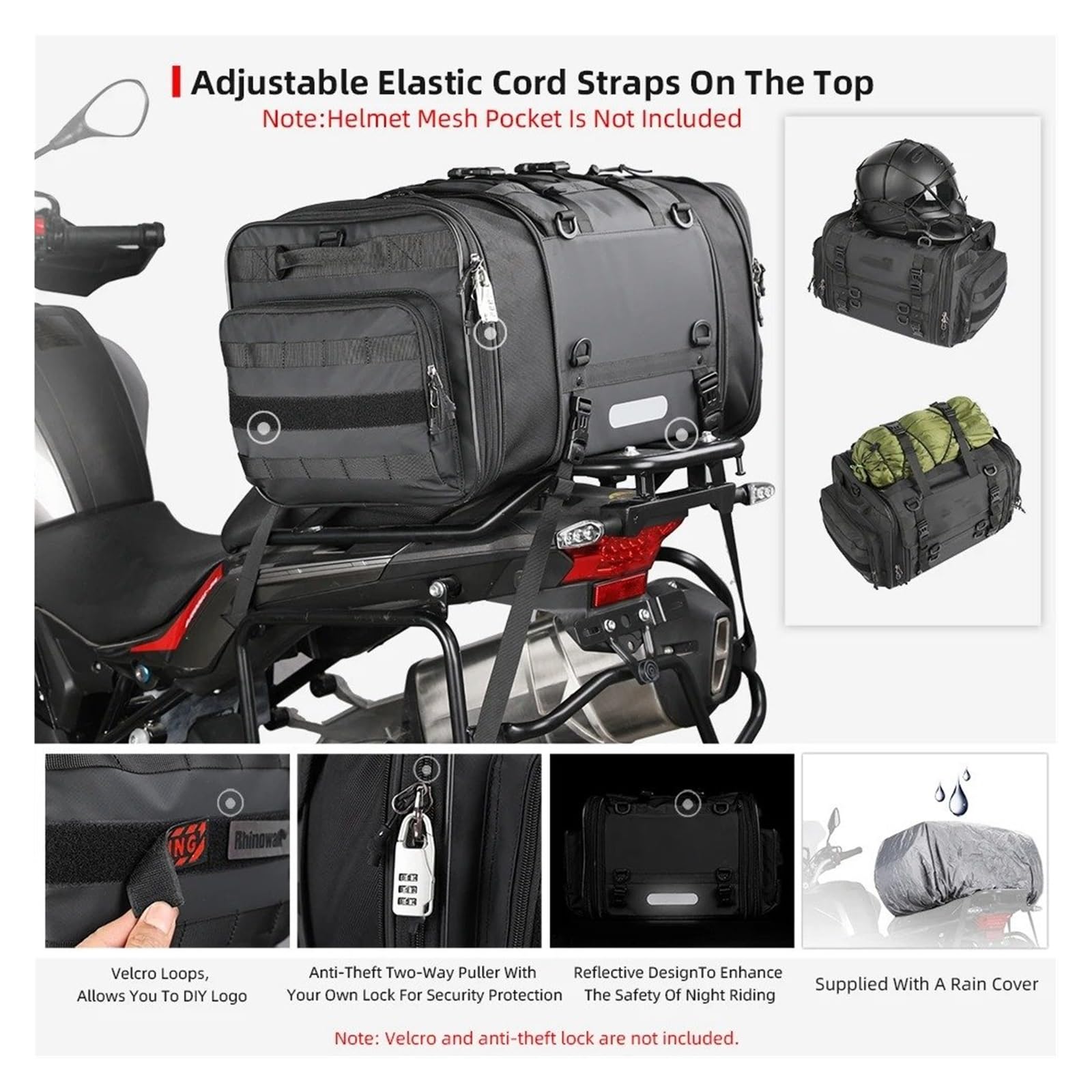 Borsa Moto Impermeabile Borsa Viaggio Impermeabile 19L-80L Espandibile Grande Capacità Coda/tronco/portapacchi Maggior Parte Moto