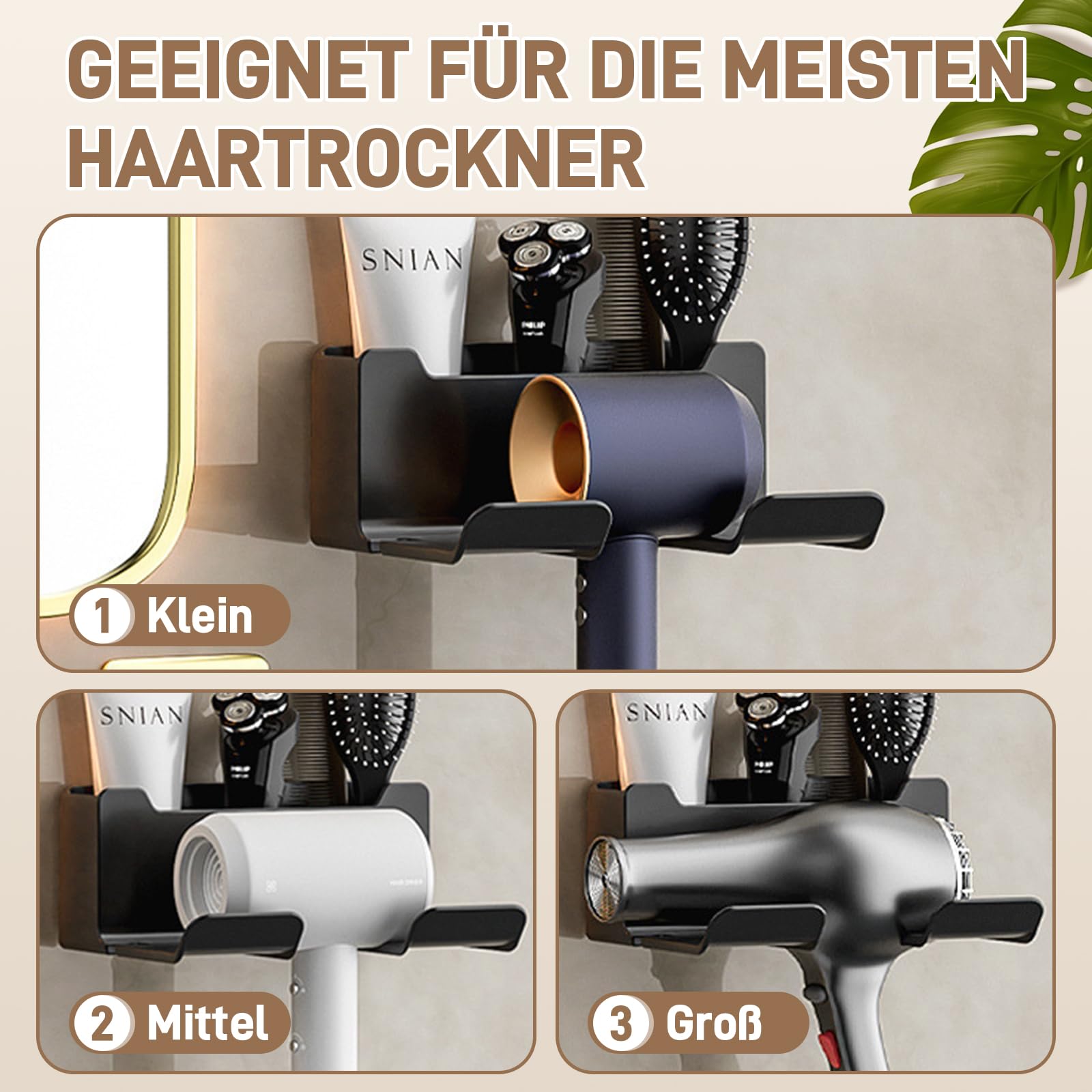 Föhnhalterung Ohne Bohren - Mit Kabelhalter Für Badezimmer Organisation