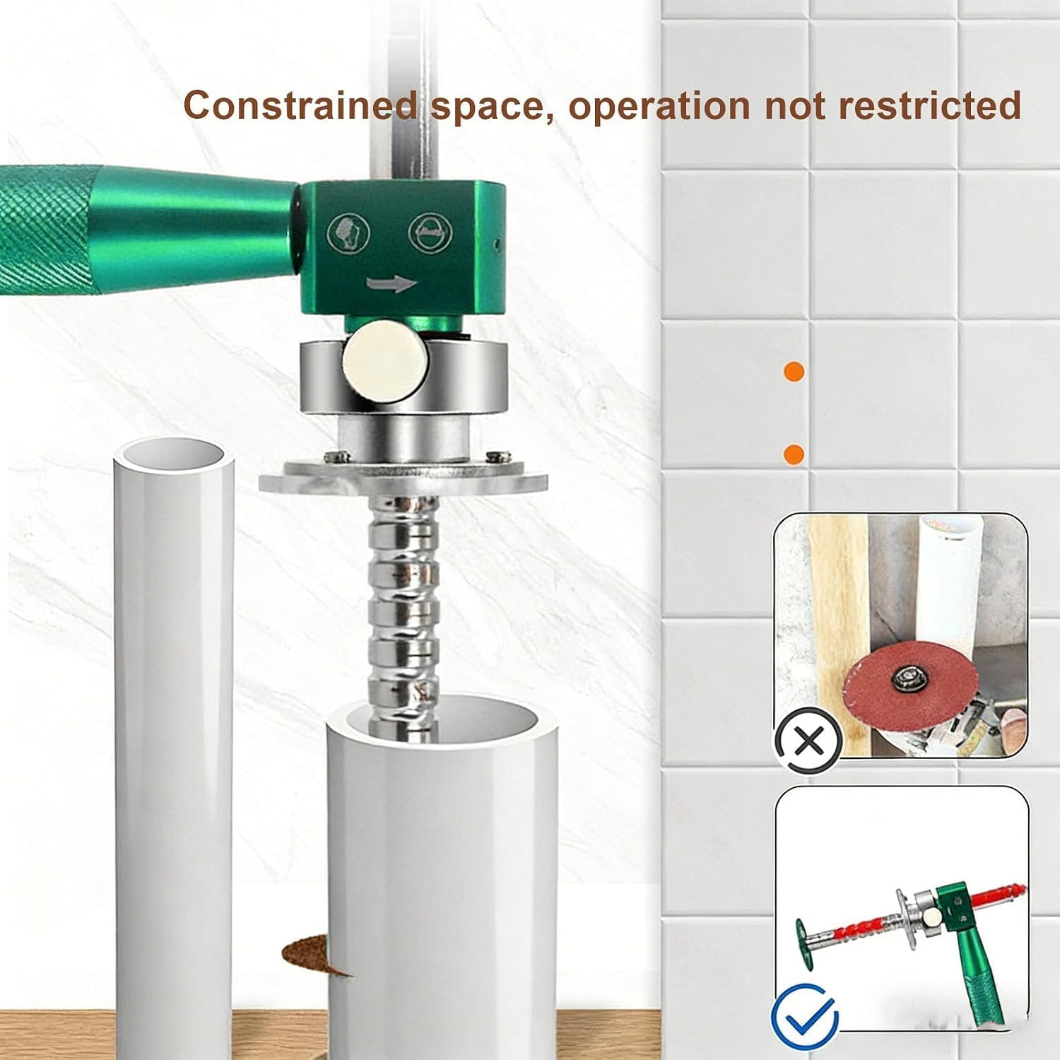 Inside Pipe Cutter for Pvc Abs with Diamond Grit Wheel,6-105mm Adjustable Depth,1/4 Hex Shank for Drills
