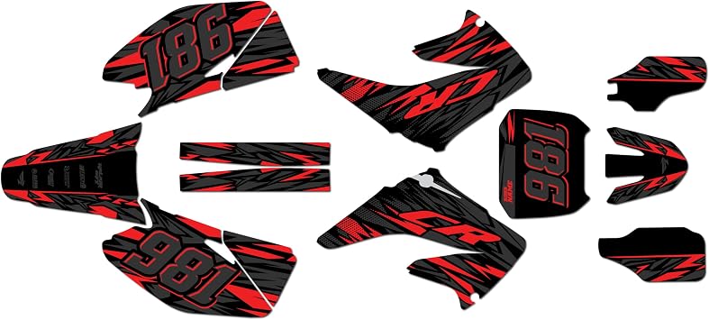 Graphics Kit for Honda CR125/CR250 2002-2007 Twitch Series Red 16 Mil - On/Off the Road - Dirt Pit Bike Motorcycle Sticker, Dirtbike Racing Decal Motocross Accessories no-Plastics