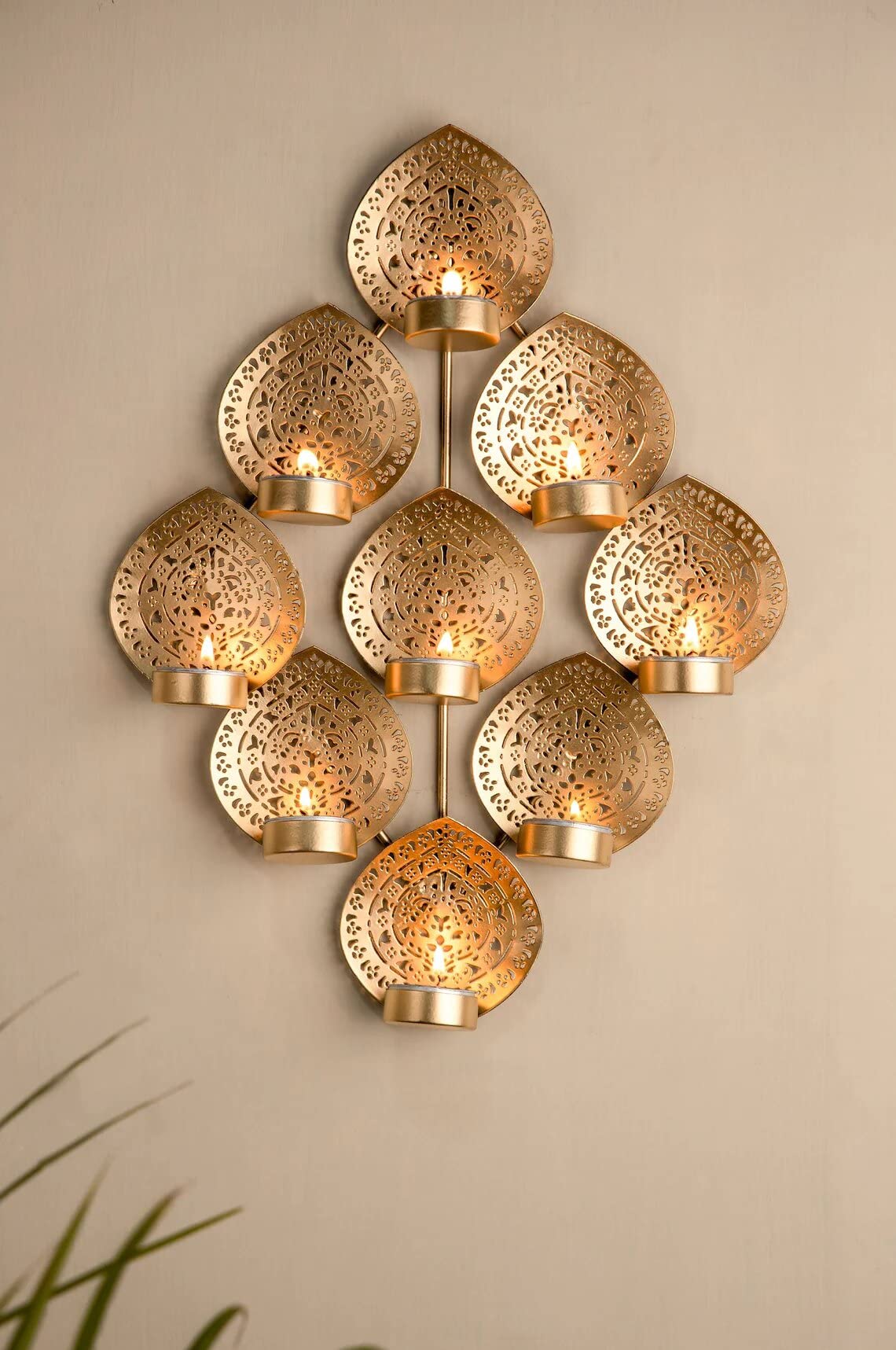 See full amazon price history chart for Urban Hamlet Tealight Candle Holder for Home Décor | Golden 9 Leaf Design Candle Holder Wall Hanging (Iron) Urban Hamlet Tealight Candle Holder for Home Décor | Golden 9 Leaf Design Candle Holder Wall Hanging (Iron) (B0B97QCC9L) Amazon Price History, Amazon Price Tracker