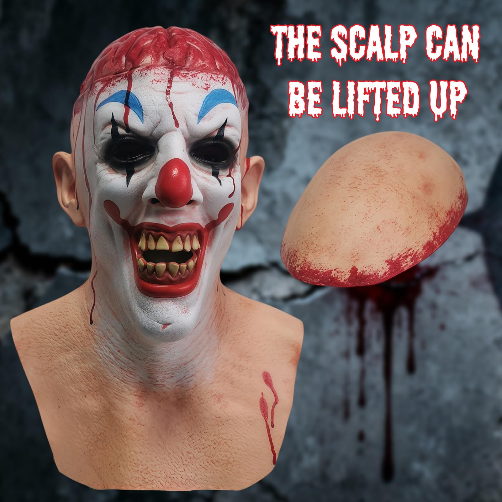 Maryparty Scary Clown Mask Joker Scary Creepy Halloween Costume for Cosplay Props (Style-2) - Image 4