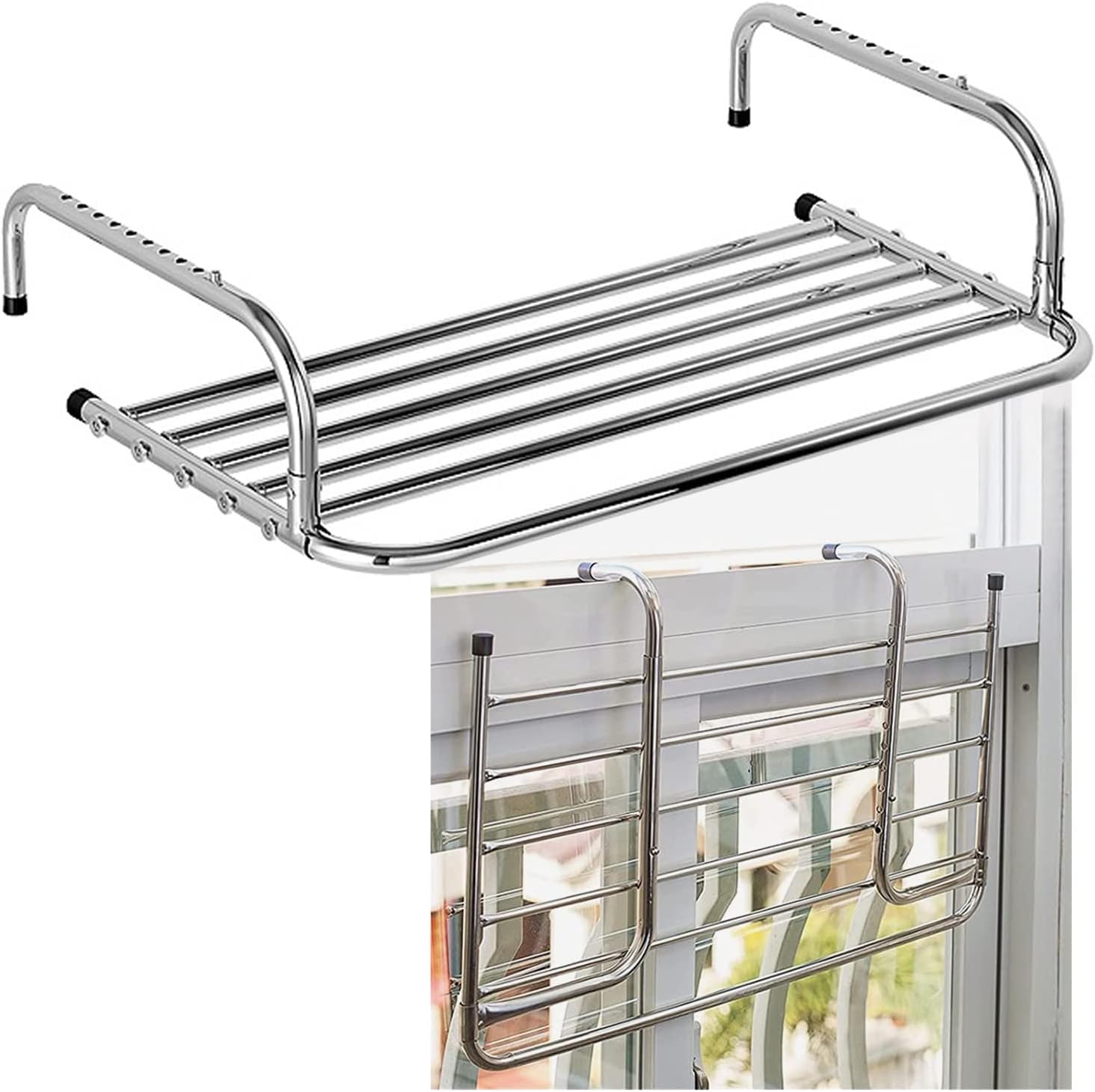 Stainless Steel Laundry Drying Rack Laundry Rack Wall-Mounted For Balcony Railings Windowsill 360° Rotatable Folding Towel Rack Practical Multifunction Hanger Star Of Lig40cm