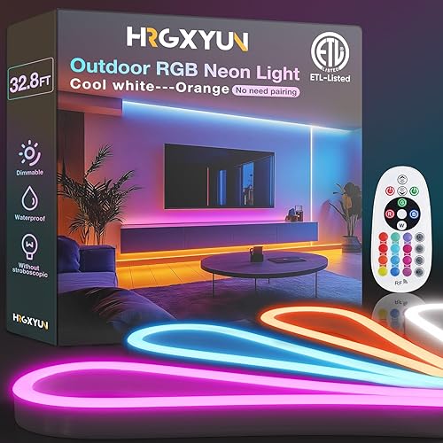 Miniatura 13 de Cuerda de luz LED de 110 V, neón LED de 16.4 pies, tira de luz de neón comercial impermeable para exteriores, lista ETL, luces LED de neón blancas