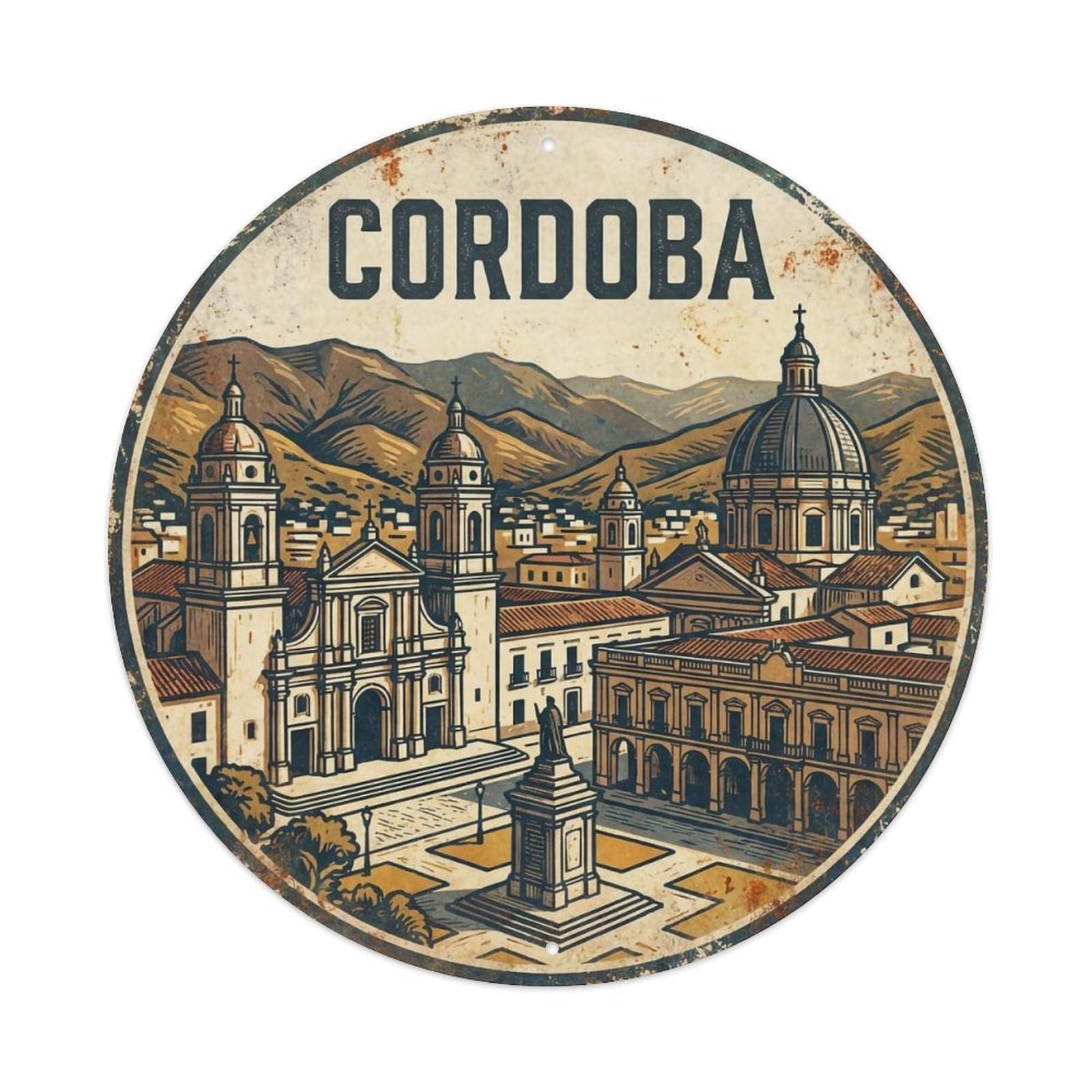 Travel Retro Argentina Cordoba Vintage Metal Tin Sign Plaque Wall Decor for Cafe, Club Bar, Office, Garden Metal Poster 8x8Inch
